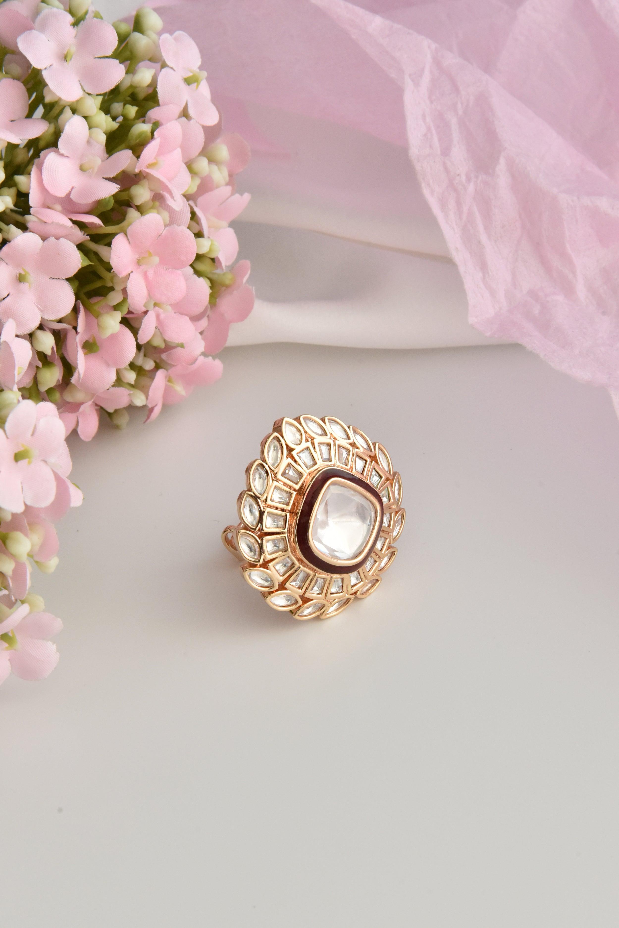 Ruby Gleam Polki Ring - Dyulokha