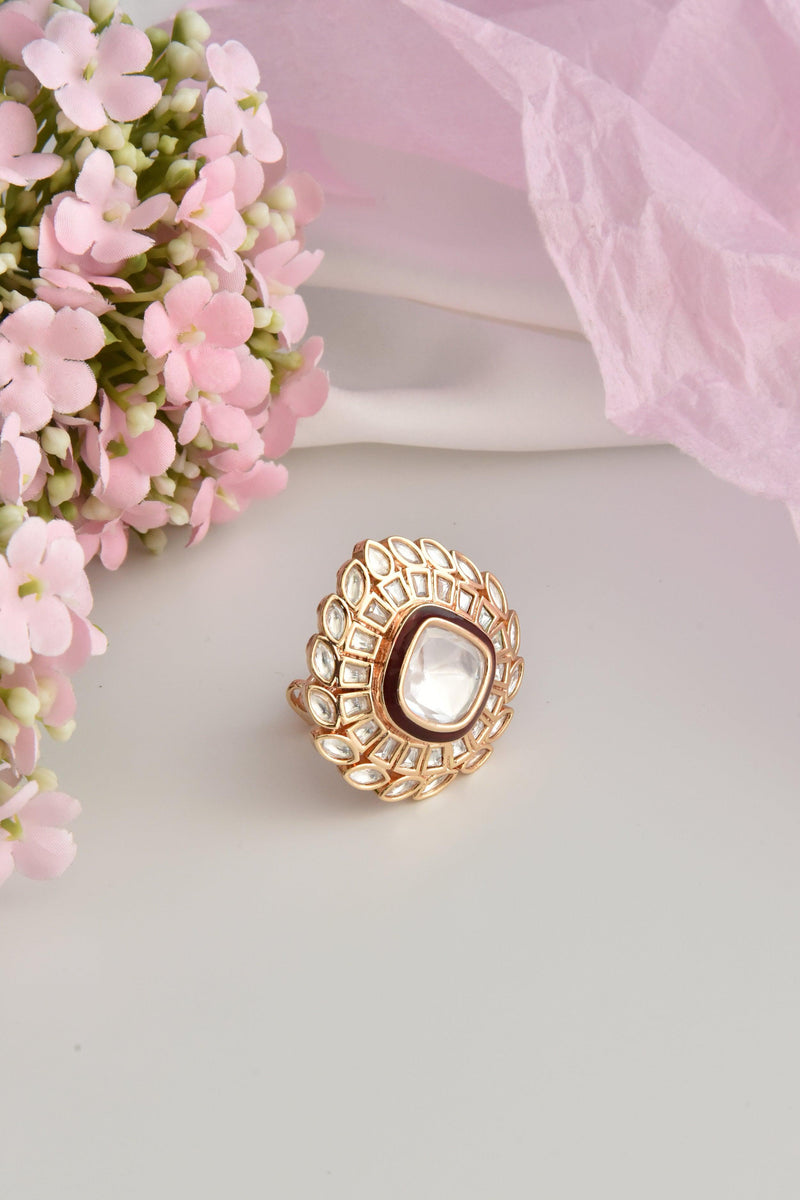 Ruby Gleam Polki Ring - Dyulokha