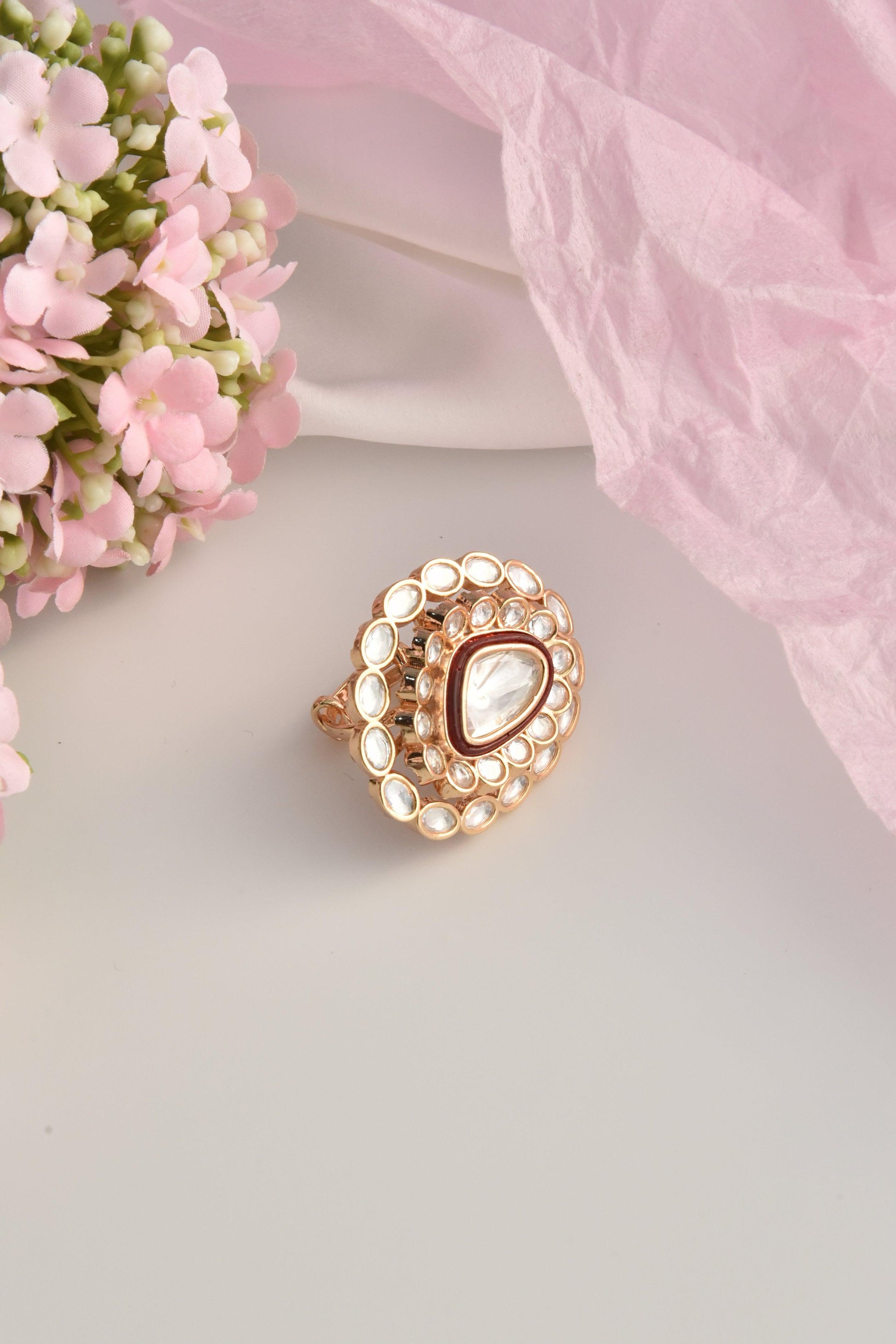 Crimson Glow Polki Ring - Dyulokha