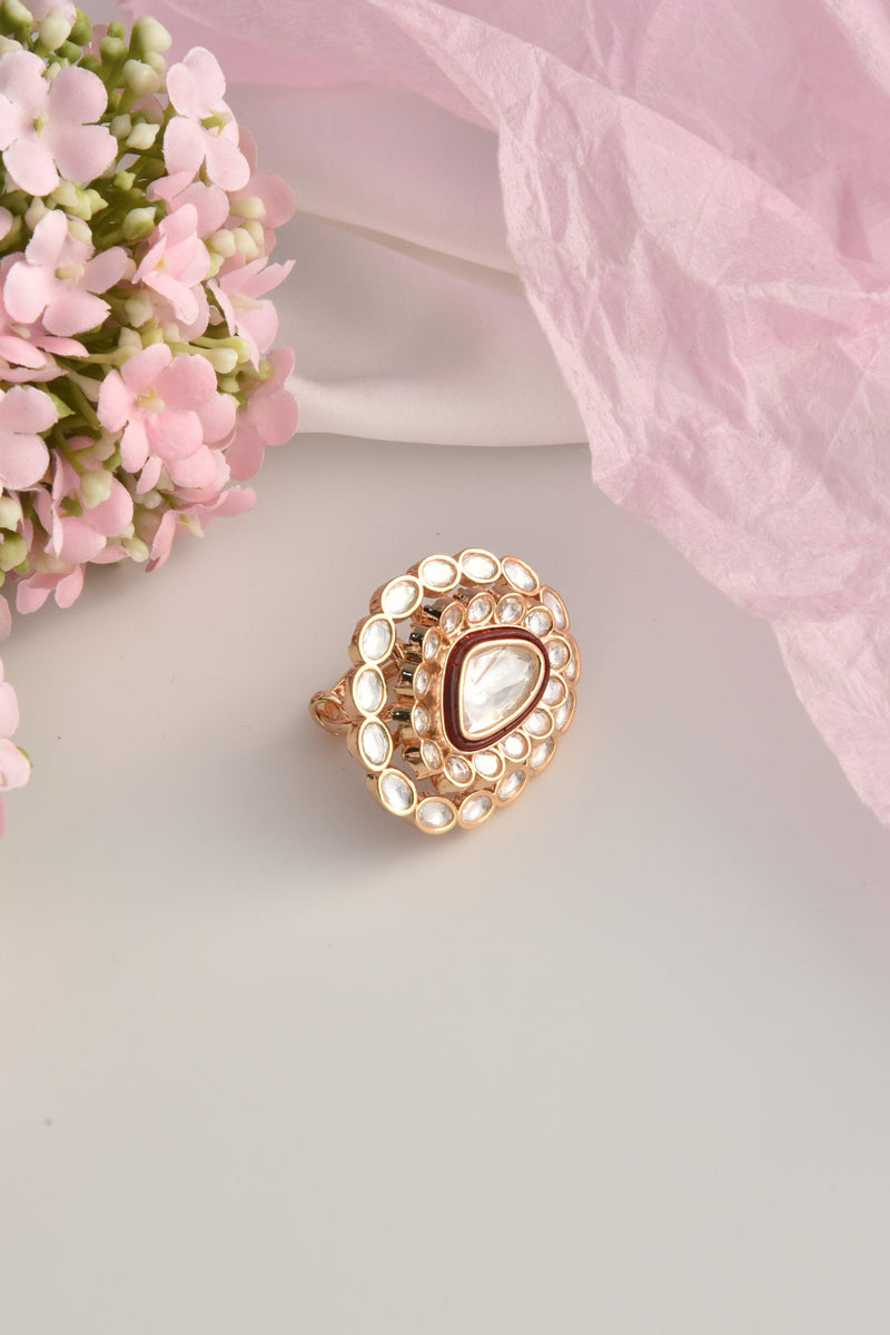 Crimson Glow Polki Ring - Dyulokha