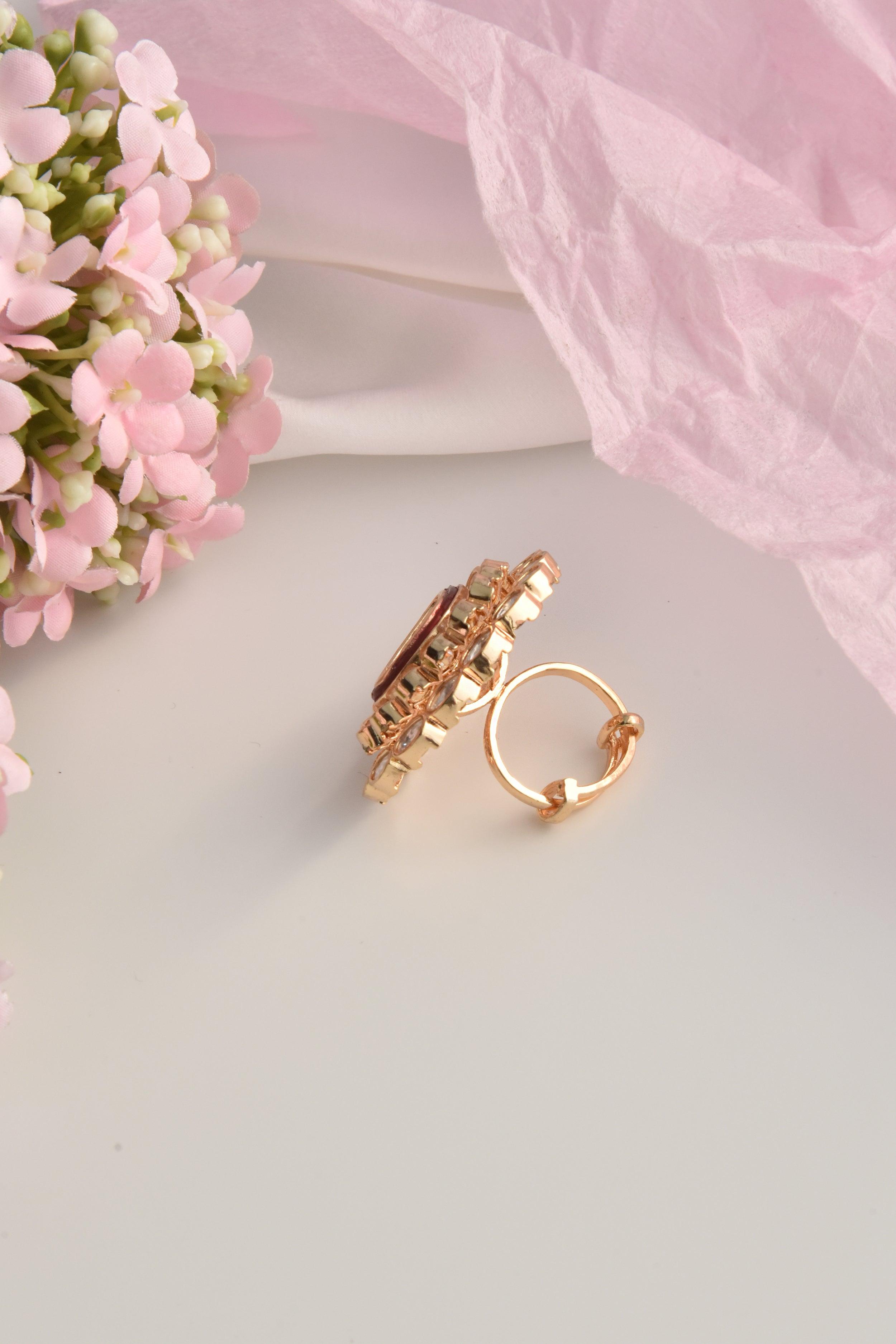 Crimson Glow Polki Ring - Dyulokha