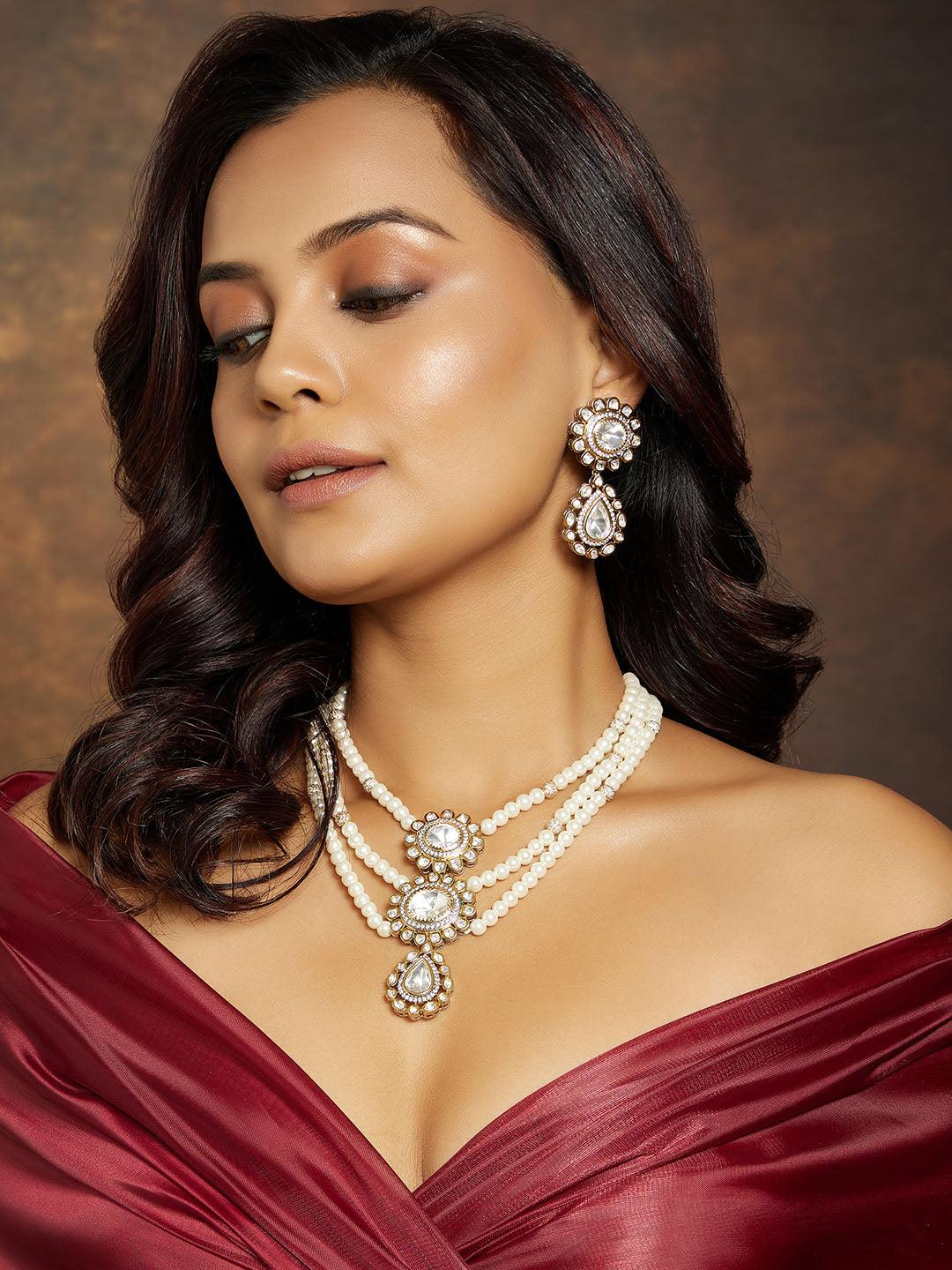 Pearl Symphony Multi-Layered Polki Set - Dyulokha