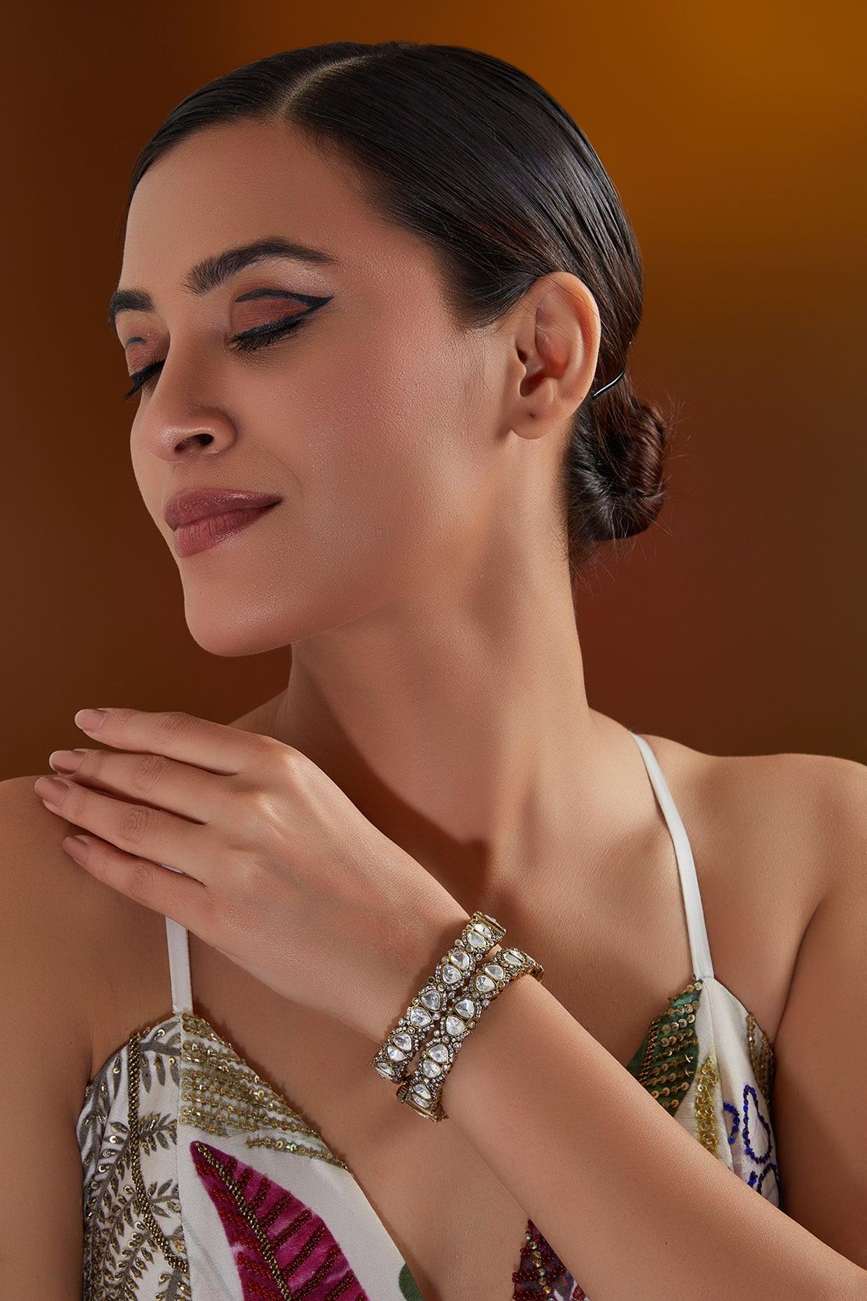 Polki Brilliance Victorian Bangles - Dyulokha