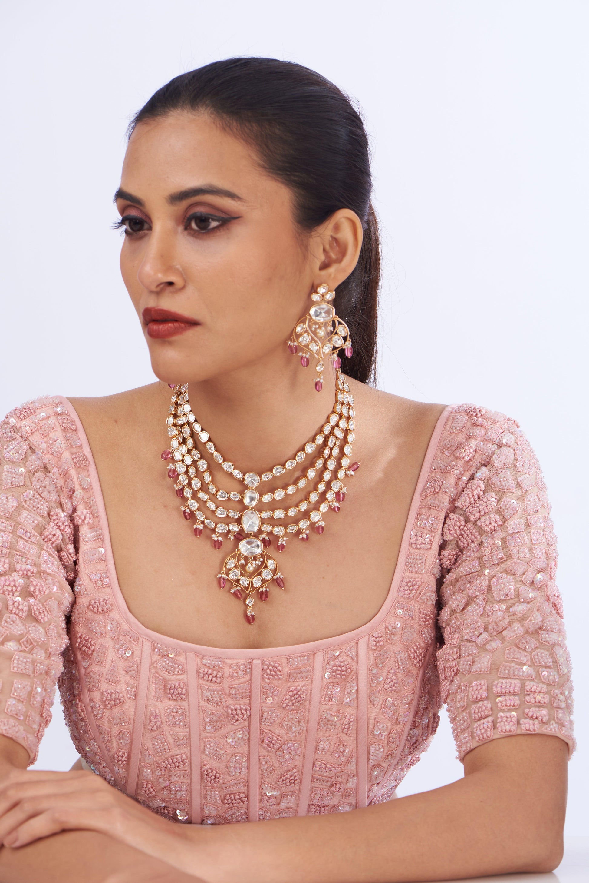 Elegant Layered Kundan Polki Set - Dyulokha