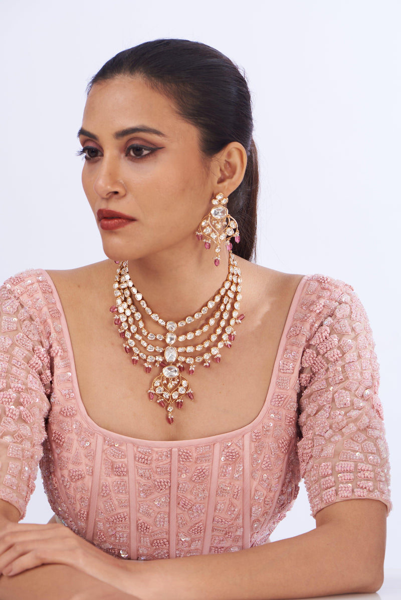 Elegant Layered Kundan Polki Set - Dyulokha