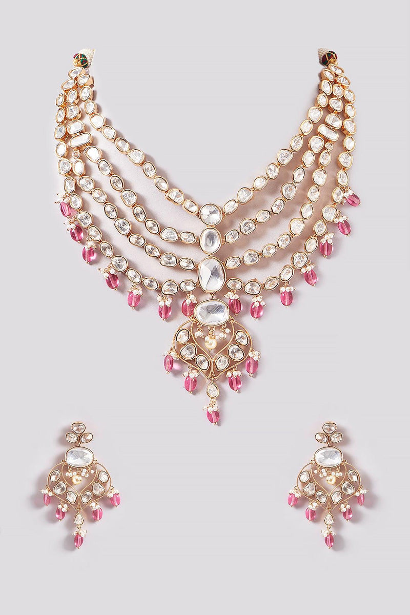 Elegant Layered Kundan Polki Set - Dyulokha