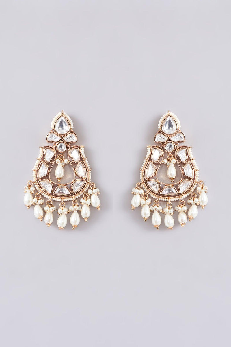 Kundan Pearl Danglers - Dyulokha