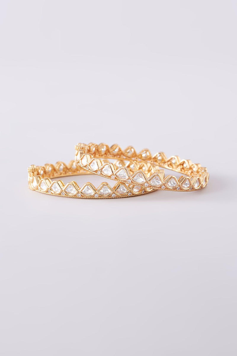 Golden Glamour Kundan Bangles - Dyulokha