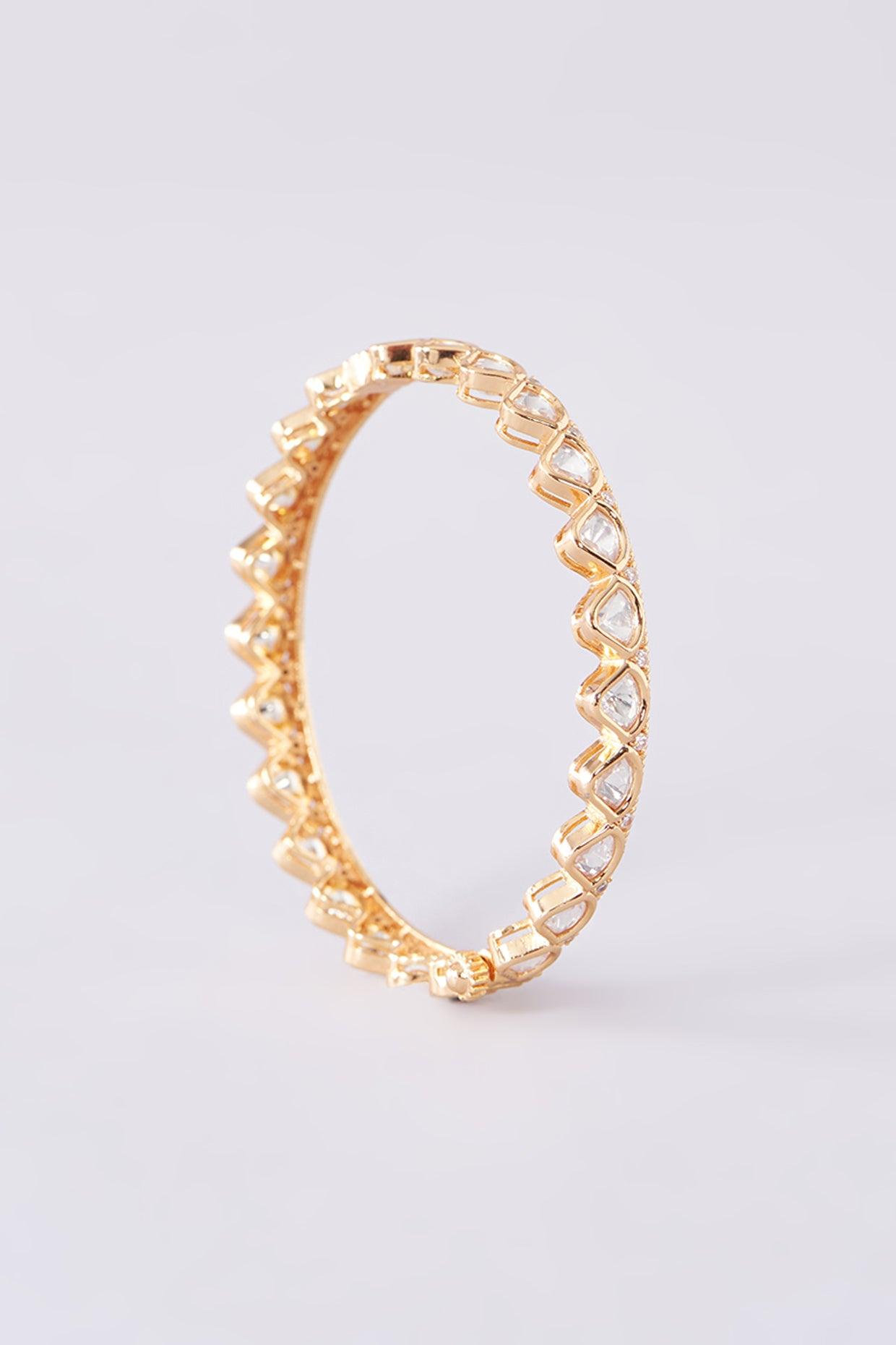 Golden Glamour Kundan Bangles - Dyulokha