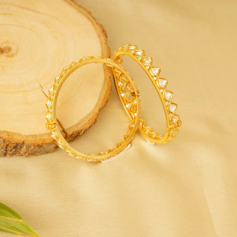 Golden Glamour Kundan Bangles - Dyulokha