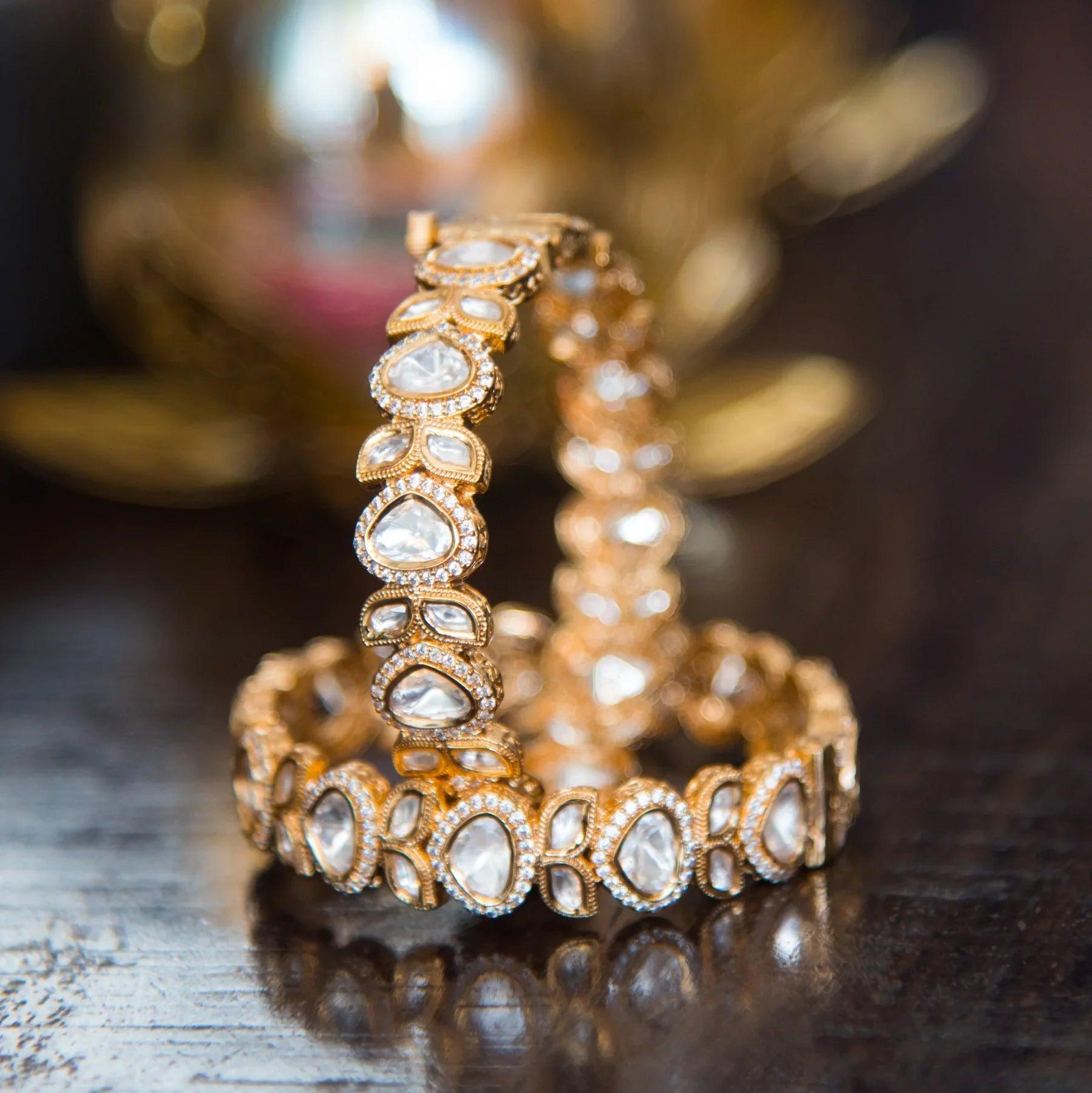 Regal Radiance Polki Kundan Bangles - Dyulokha
