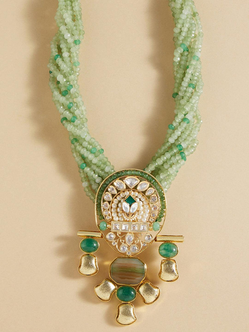 Enchanté Bespoke Green & Gold Necklace - Dyulokha