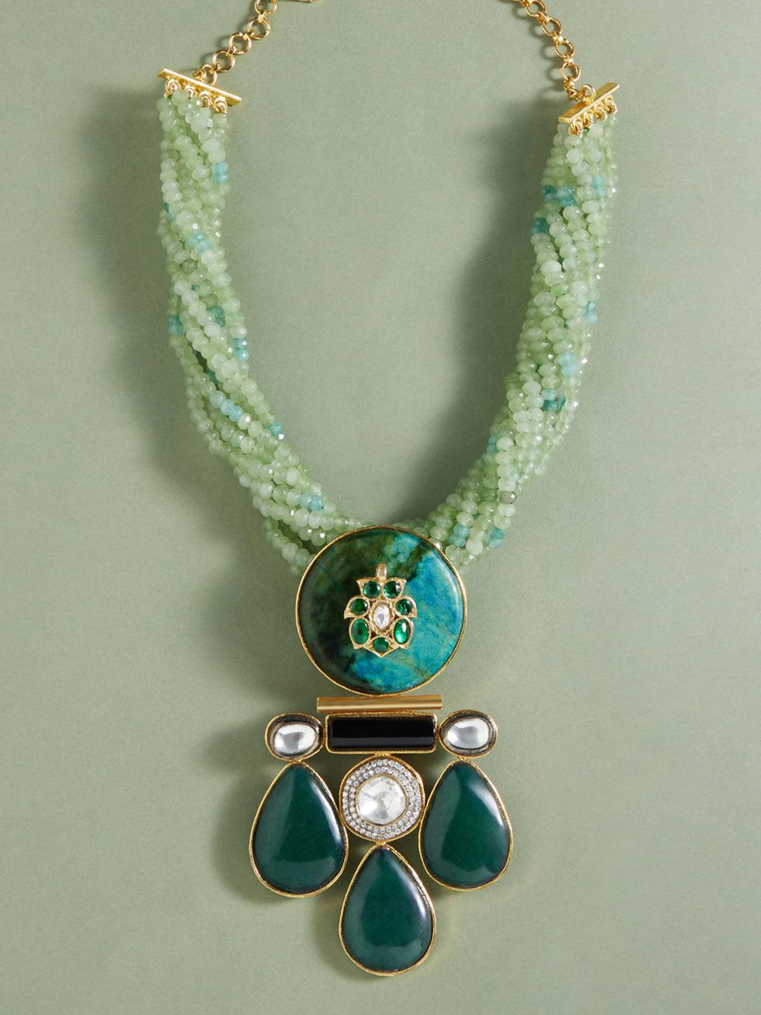 Boho Green Drops Bespoke Pendant Necklace - Dyulokha