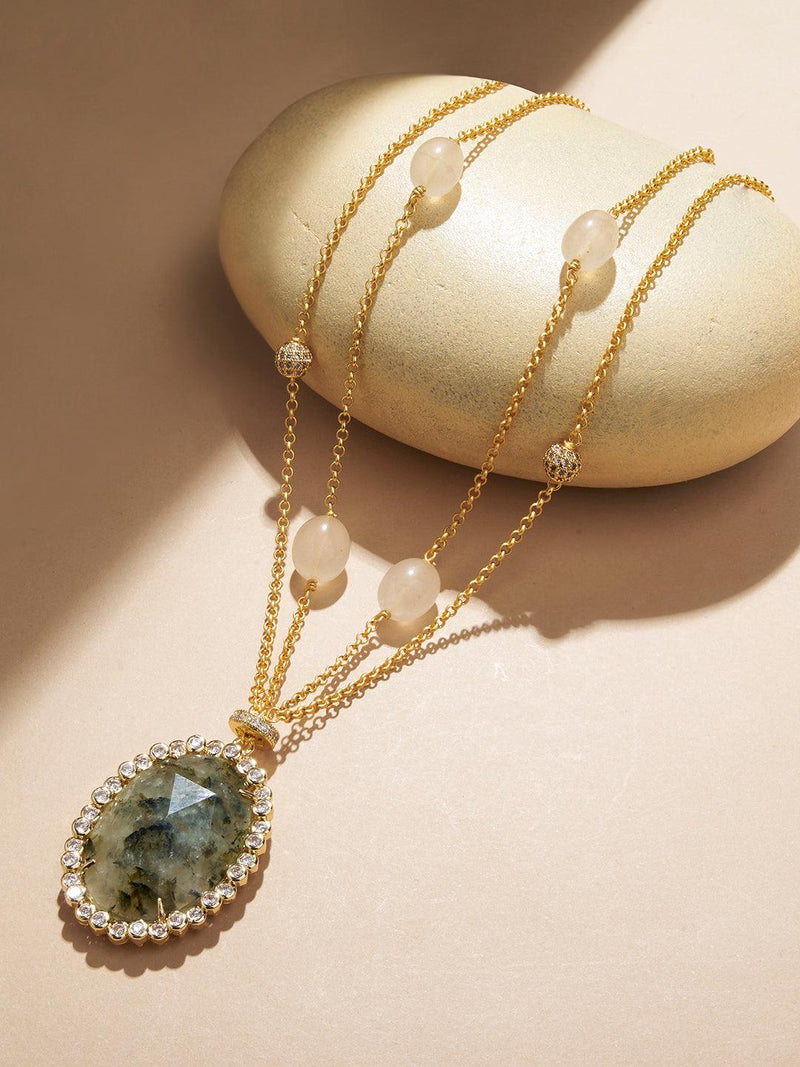 Artistic Jade Necklace Polki & Gold Ensemble - Dyulokha