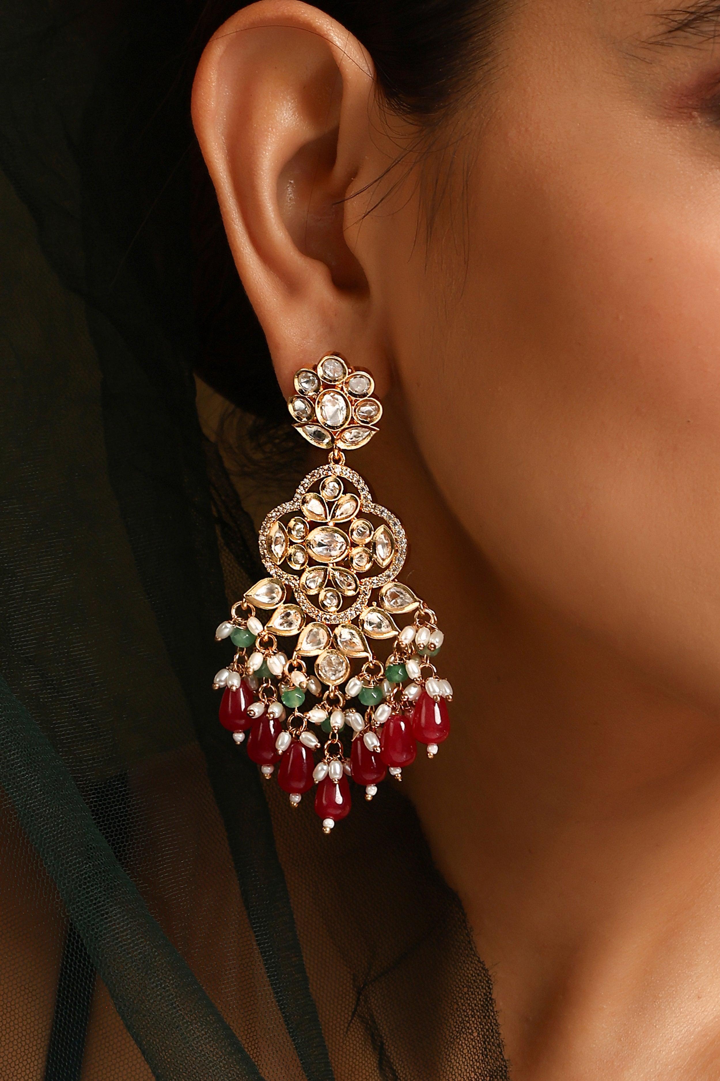 Ruby Radiance Polki Danglers - Dyulokha