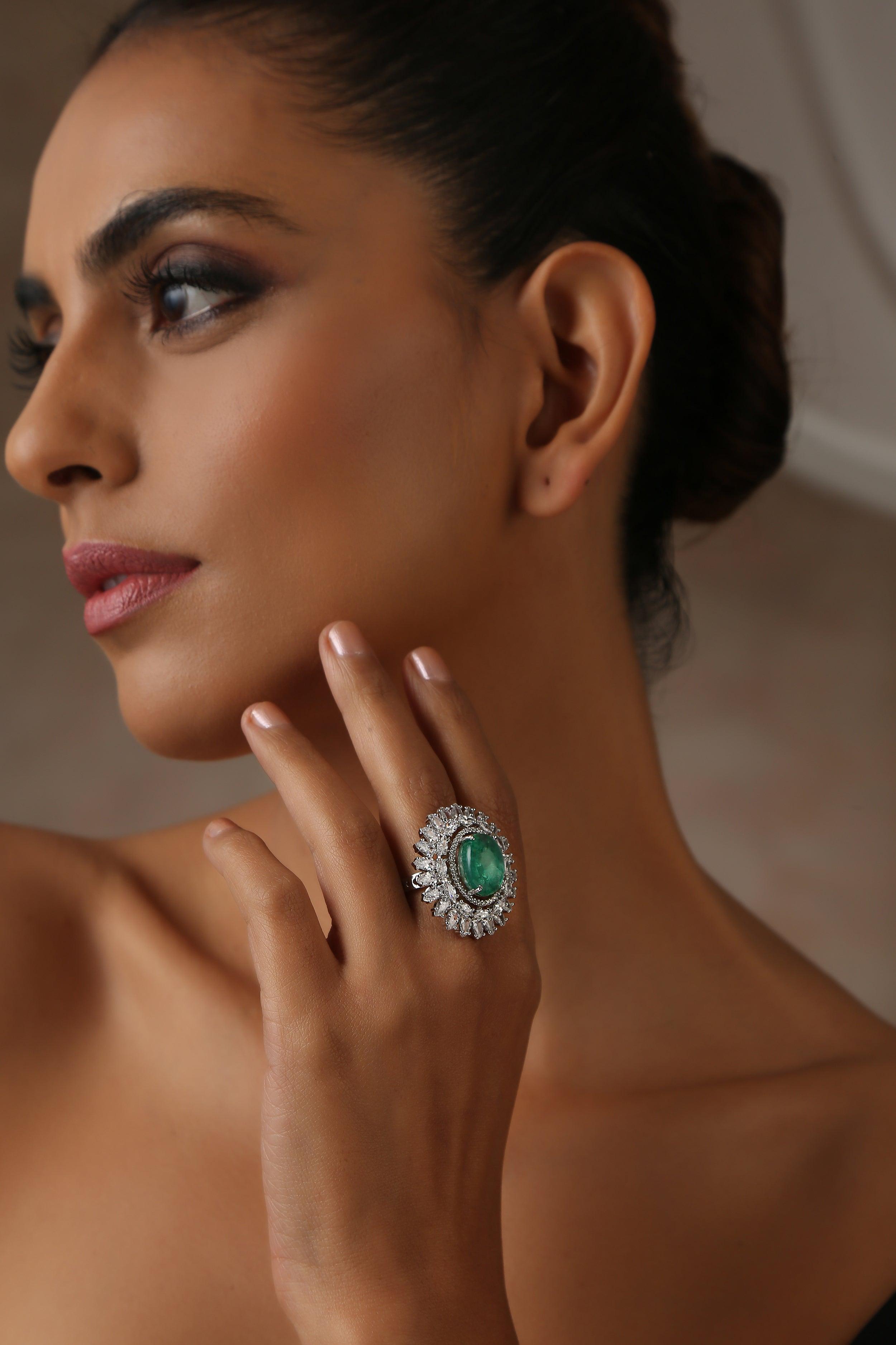 Emerald Mist Zirconia Ring - Dyulokha