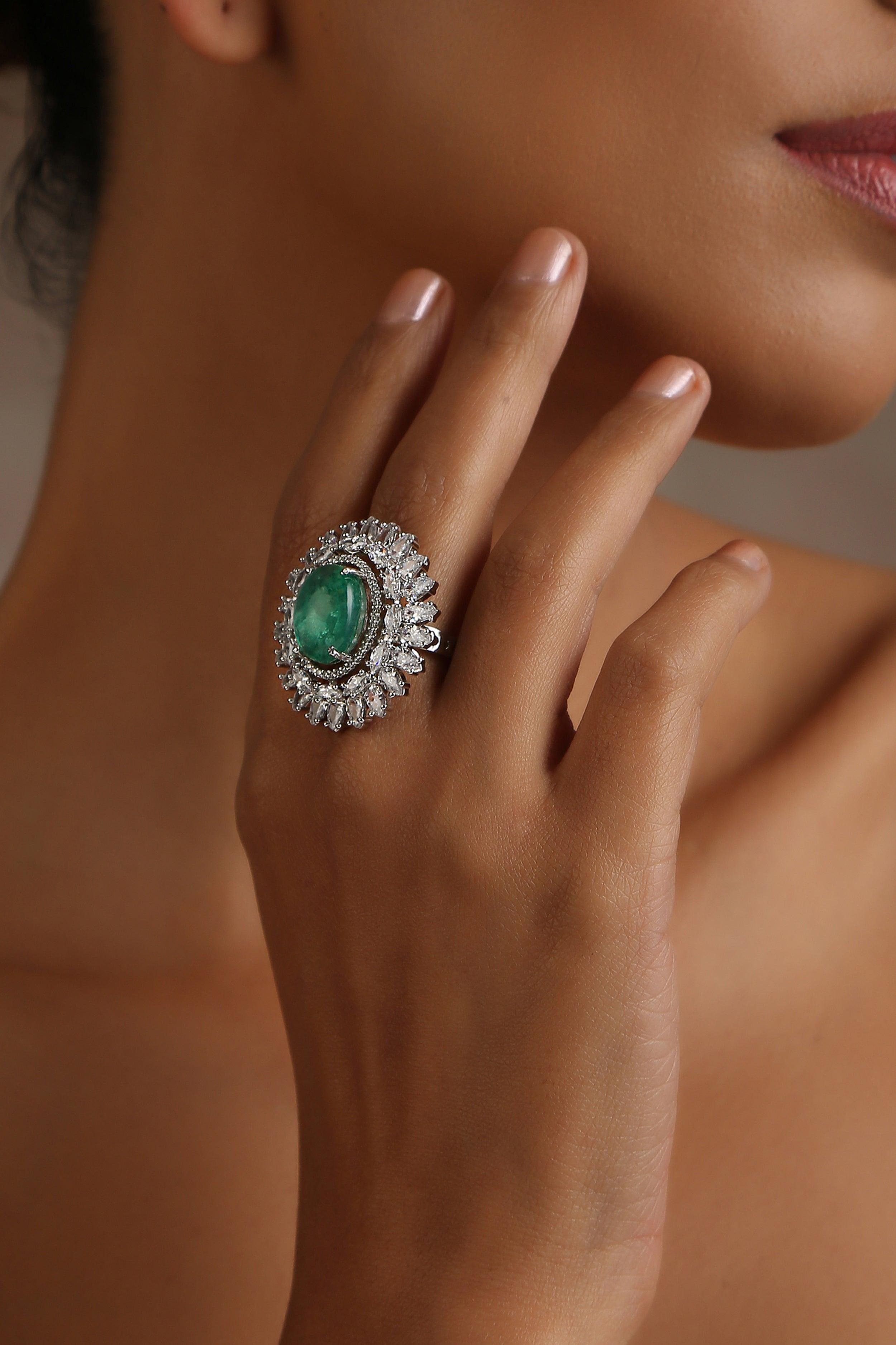 Emerald Mist Zirconia Ring - Dyulokha