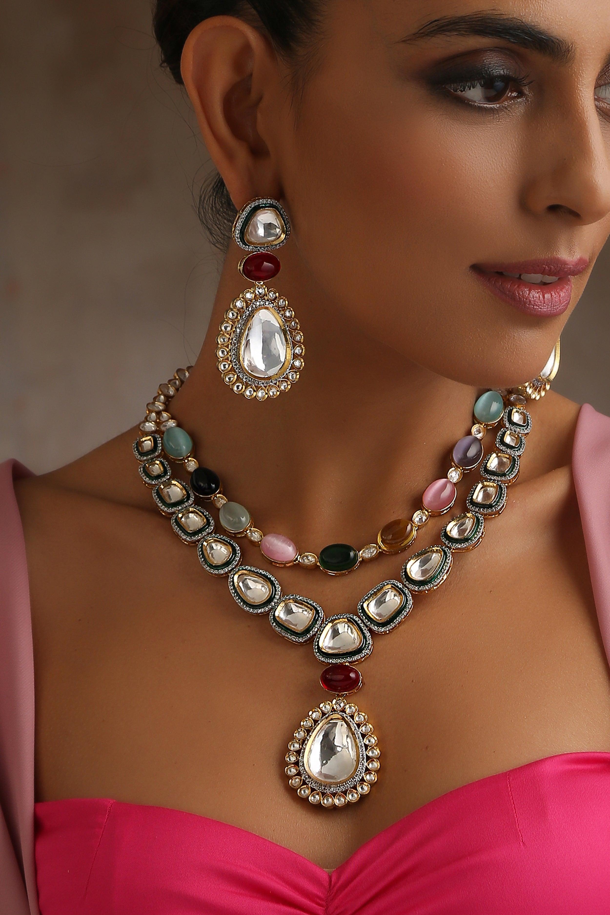 Vibrant Splendor Multicolour Layered Necklace Set - Dyulokha