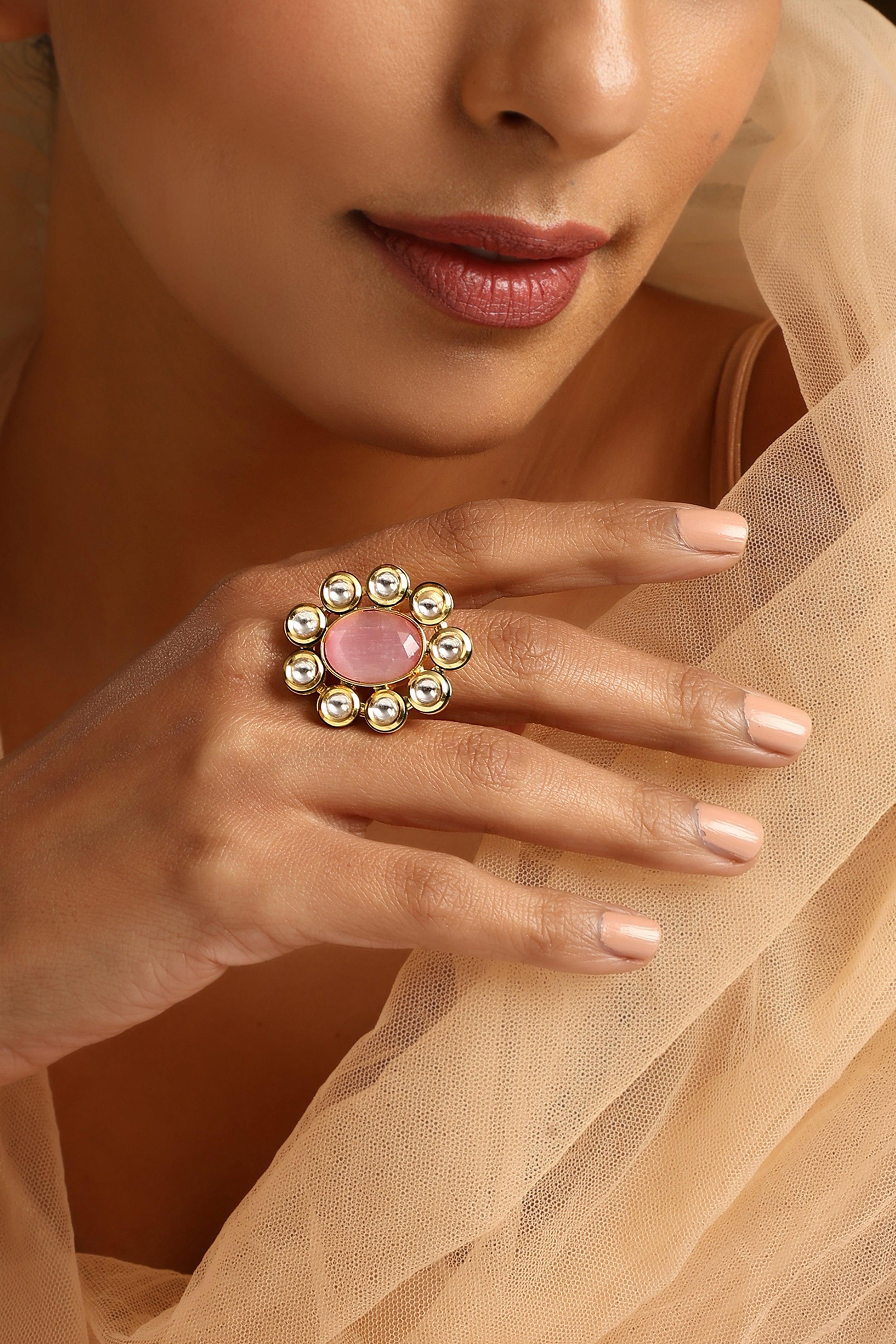Blushing Brilliance Kundan Ring - Dyulokha