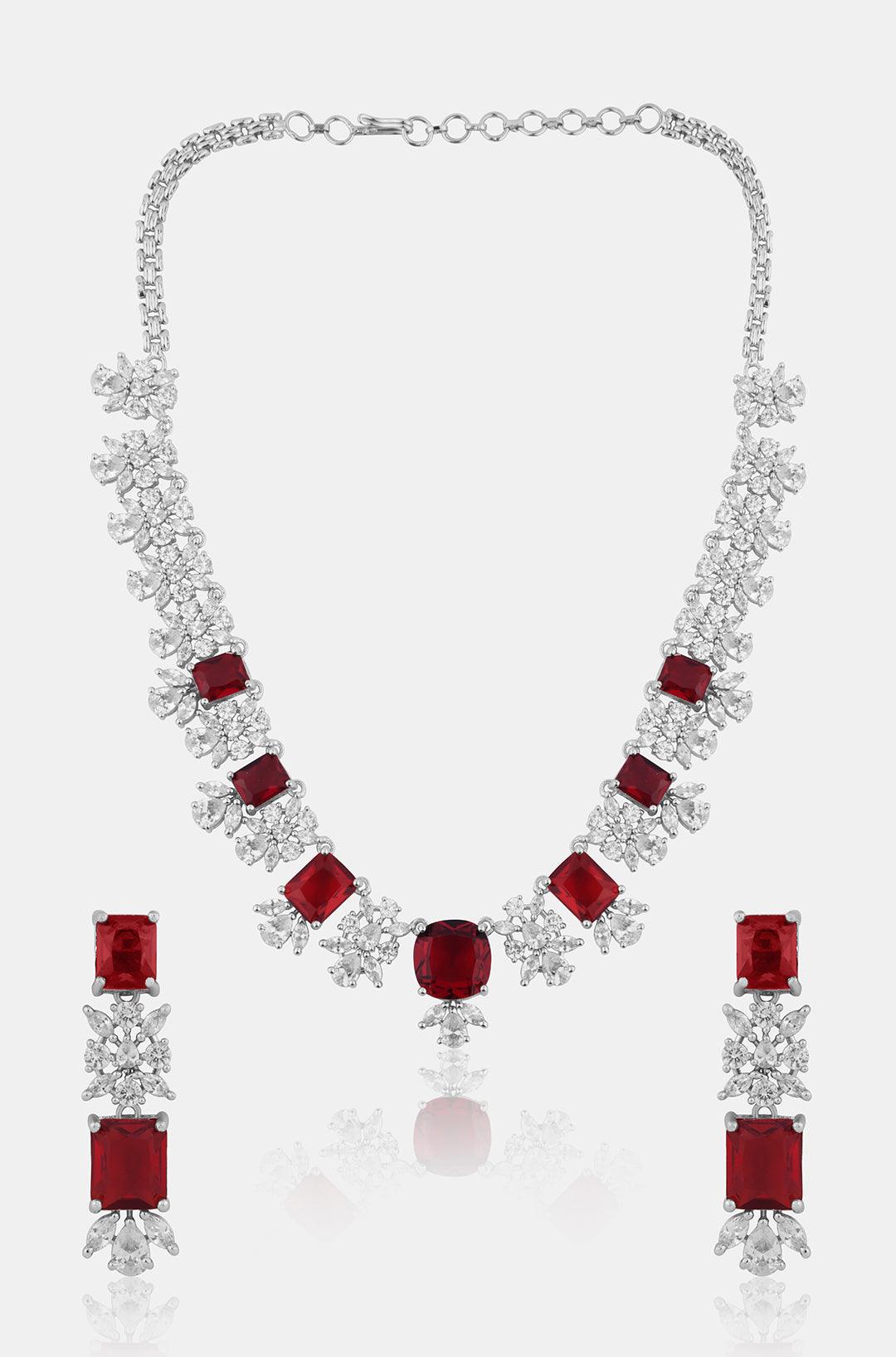 Ruby Elegance Diamond Necklace Set - Dyulokha