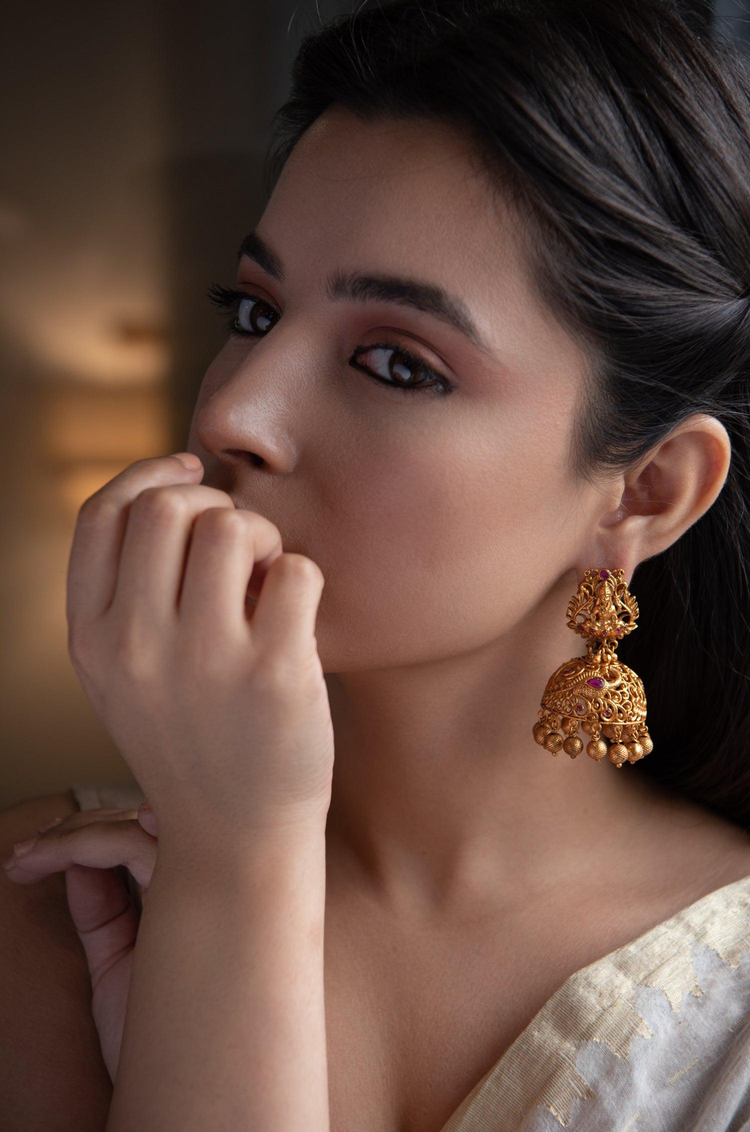 Divine Temple Jhumka Earrings - Dyulokha