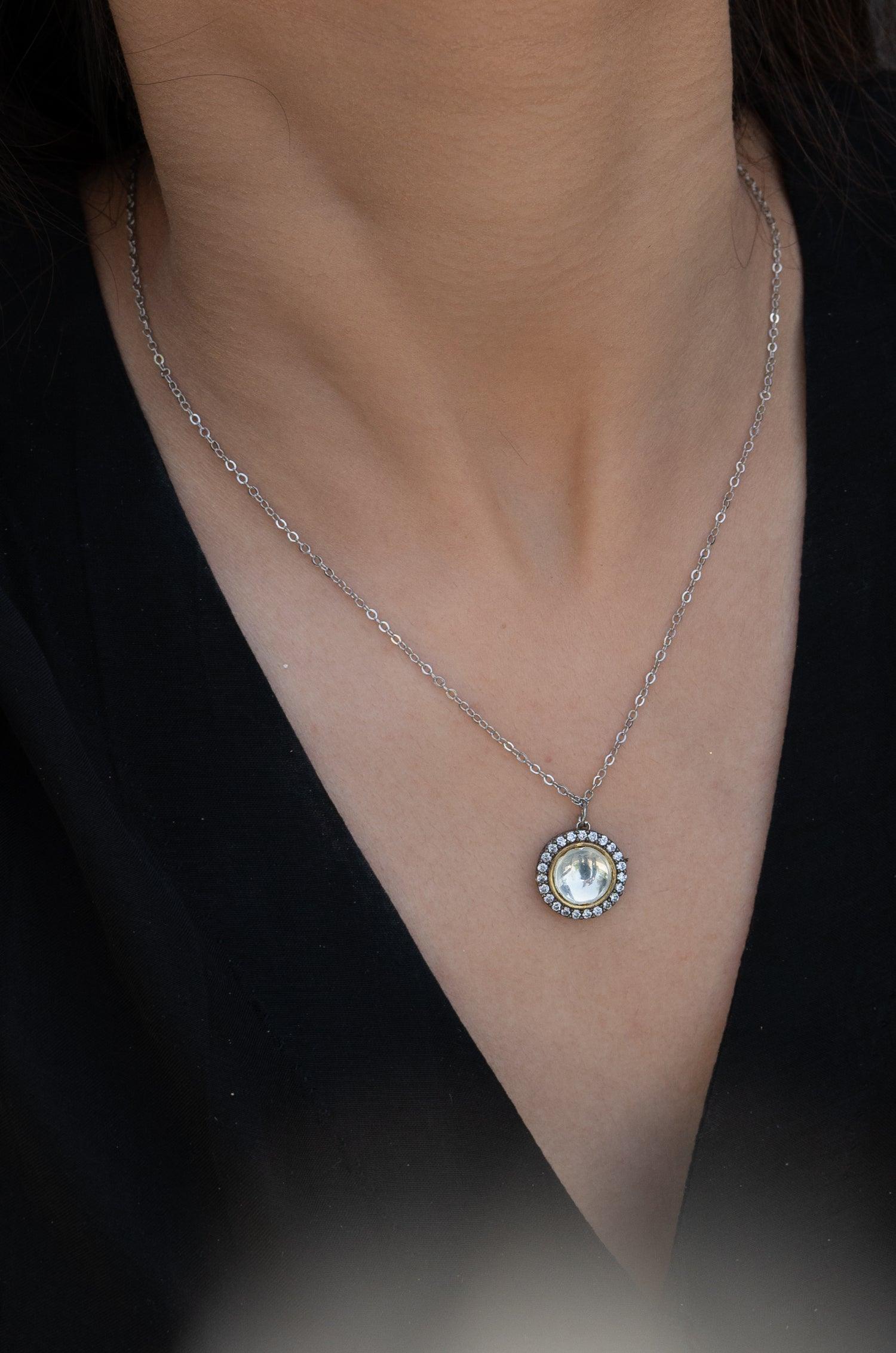 Dazzling Polki Pendant Necklace - Dyulokha