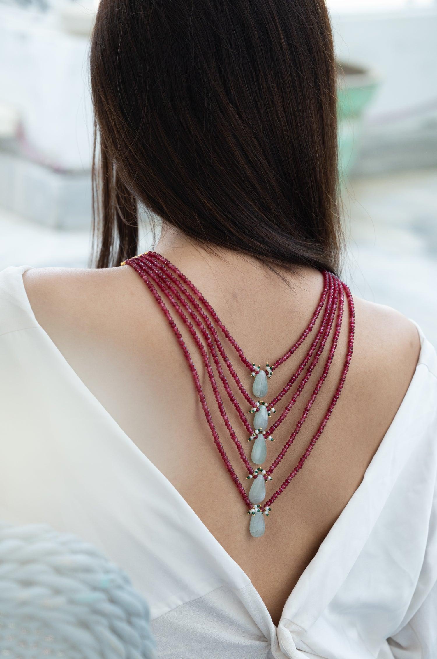 Crimson Onyx Cascade Necklace - Dyulokha
