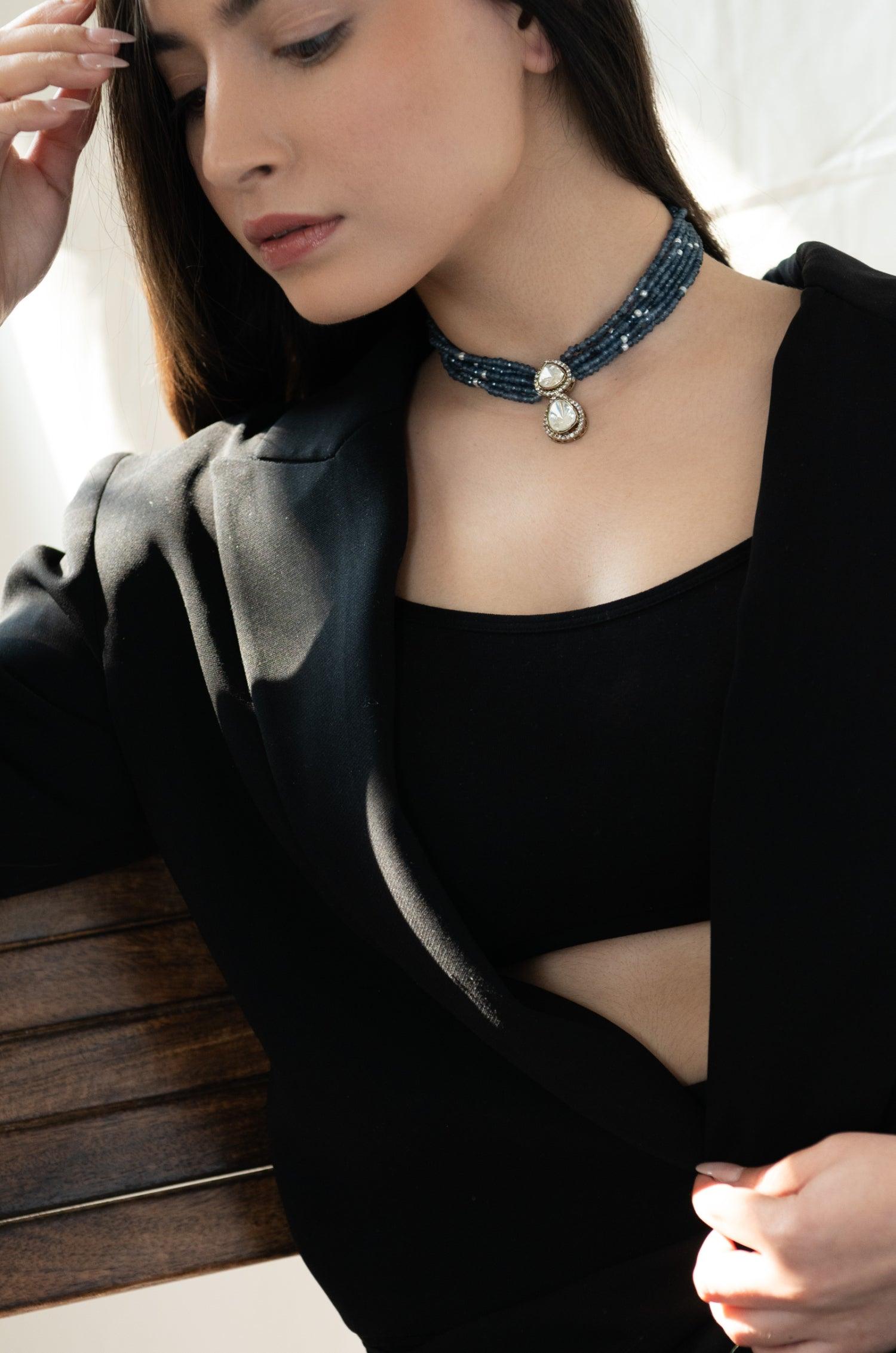 Blue Majesty Polki Necklace - Dyulokha