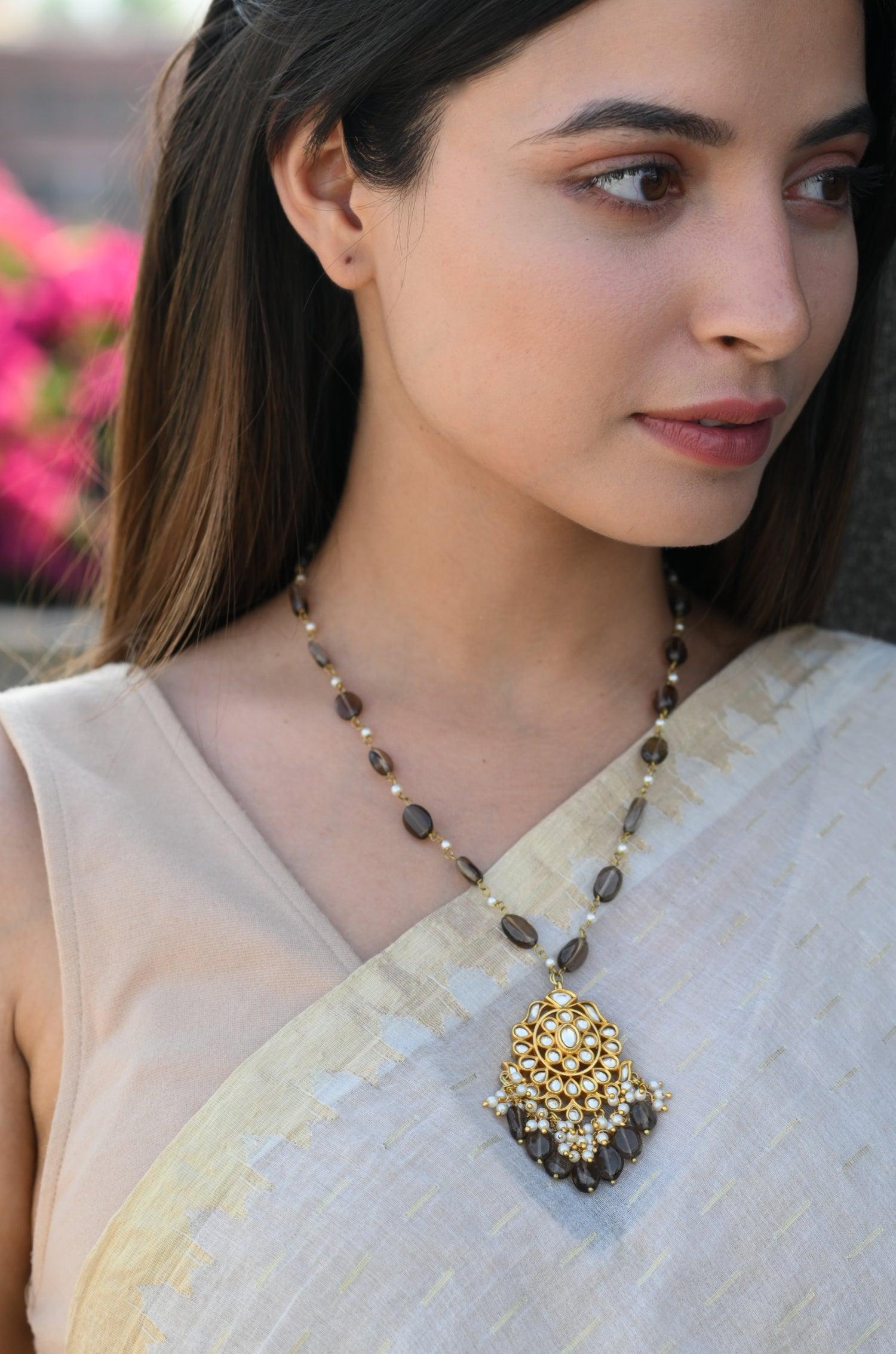 Rich Mocha Kundan Necklace - Dyulokha
