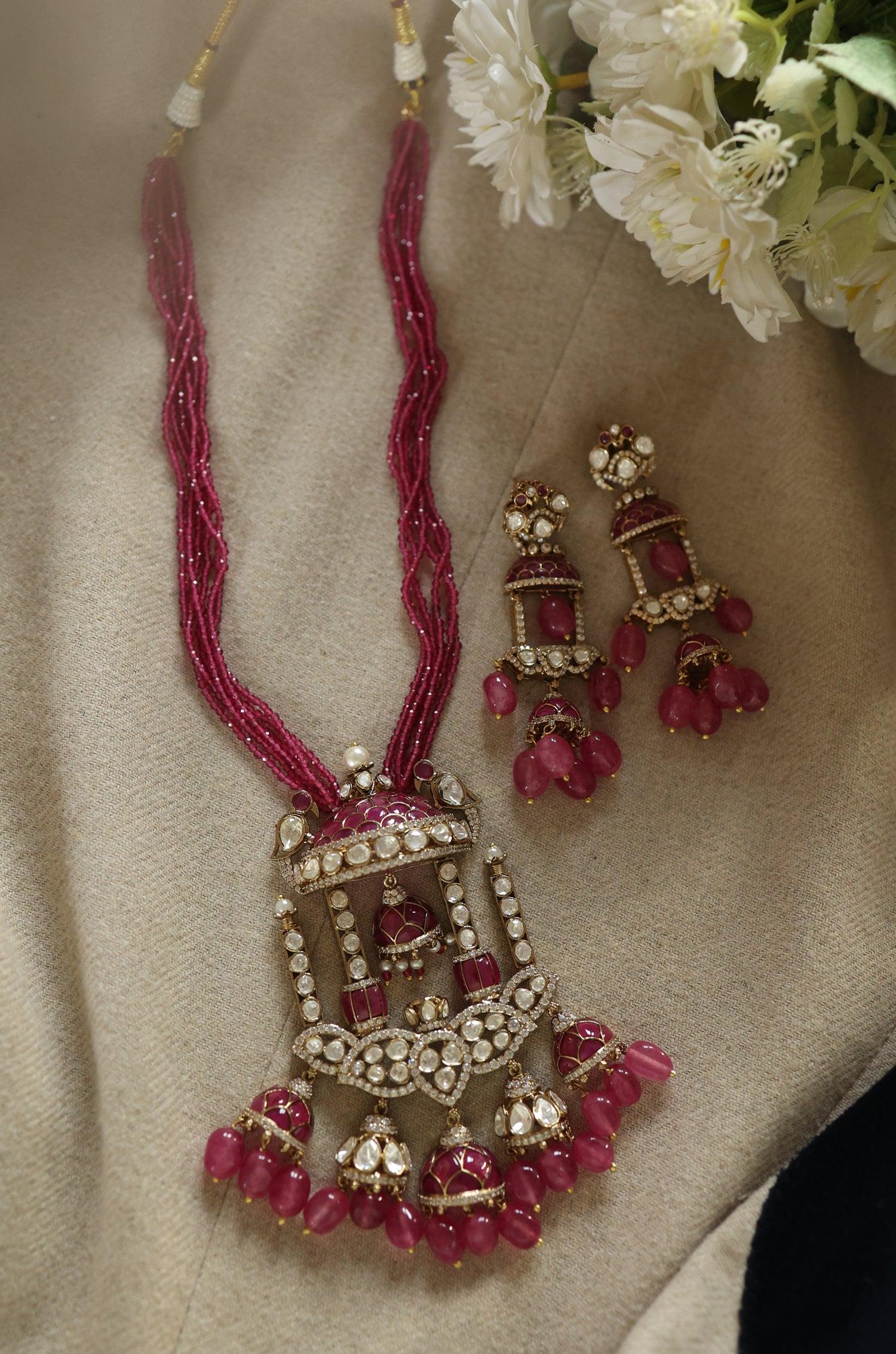 Victorian Pink Tourmaline Necklace Set - Dyulokha