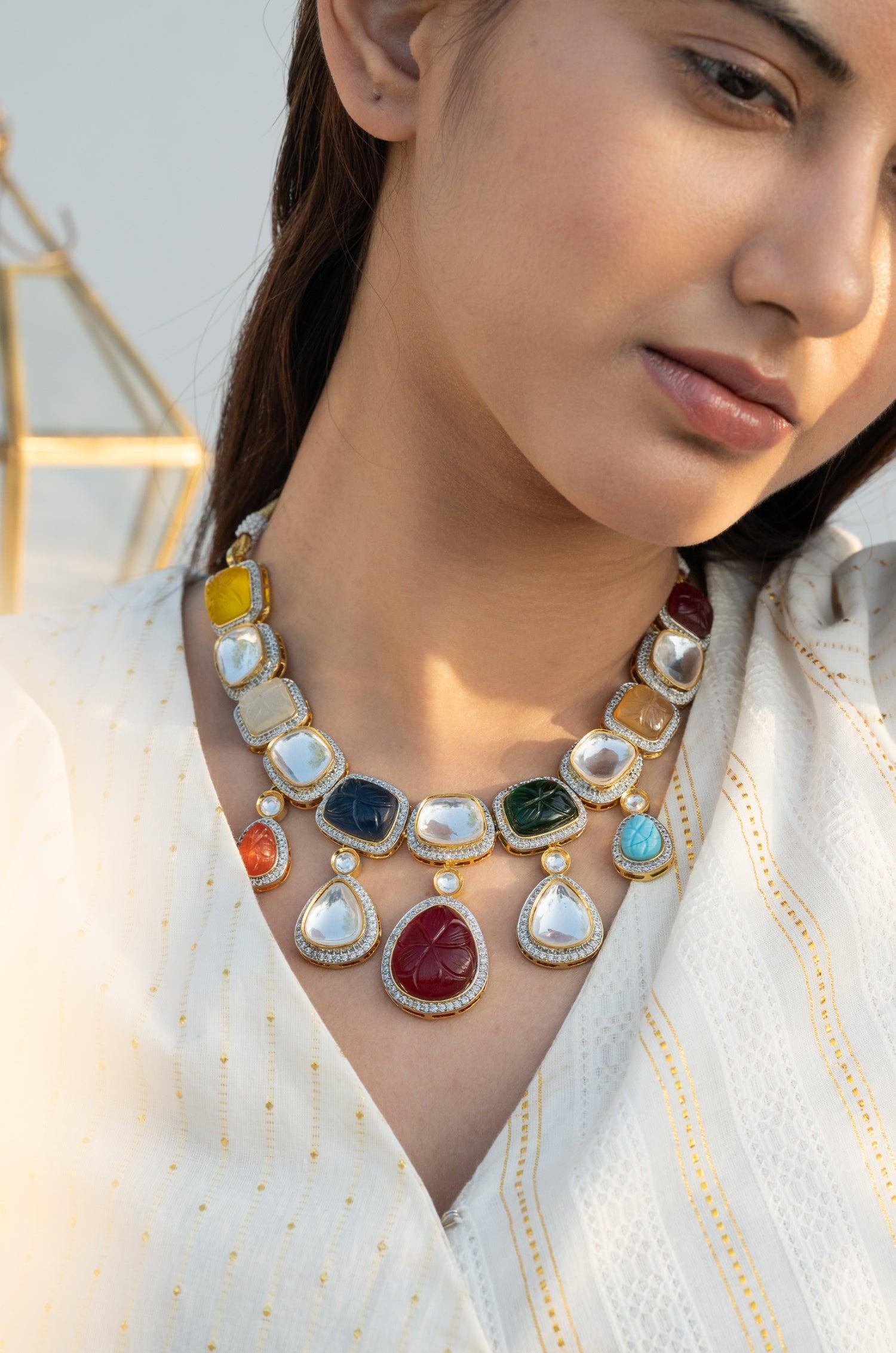 Navratan Splendor Necklace Set - Dyulokha