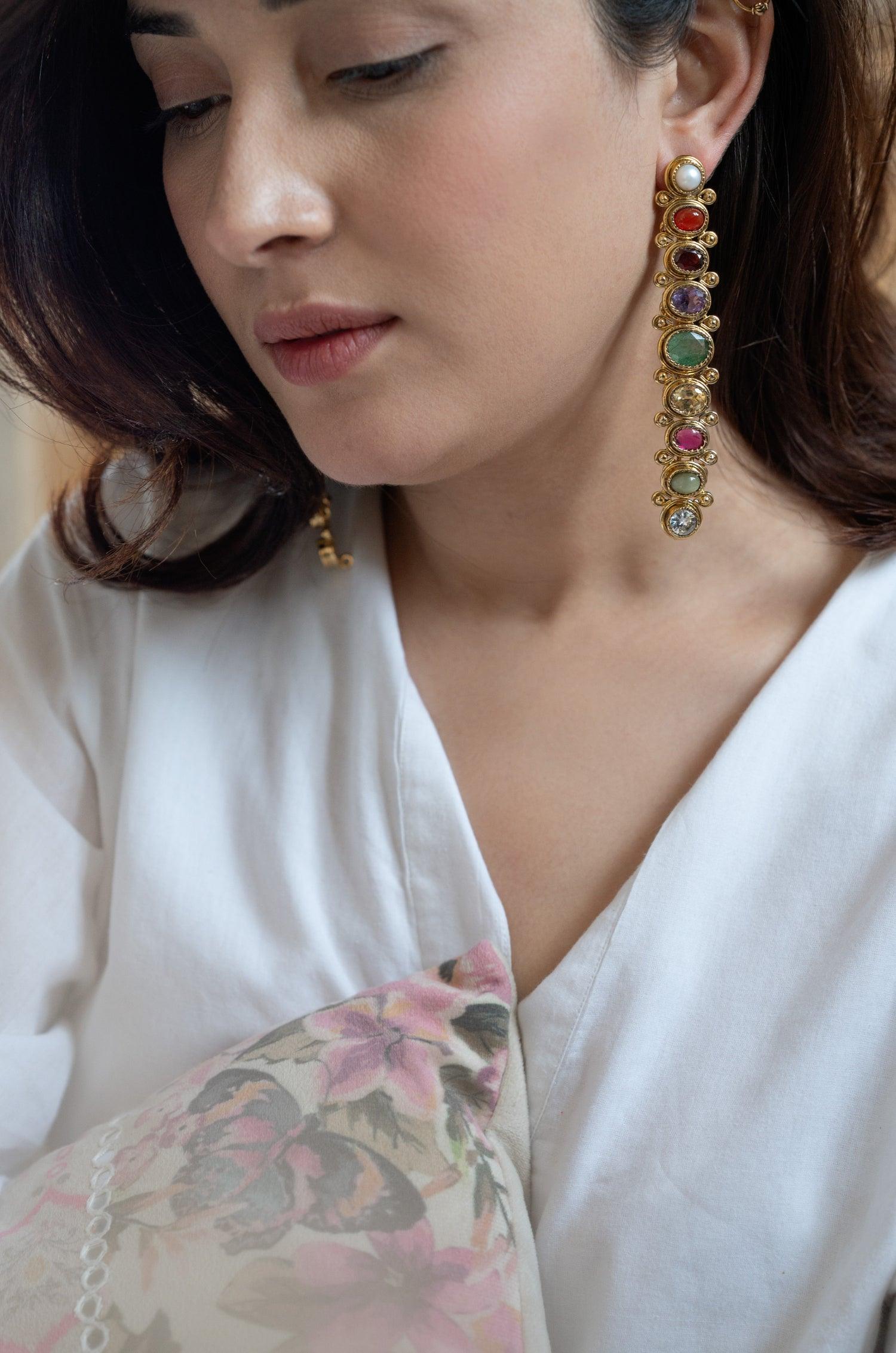 Navratan Splendor Earrings - Dyulokha