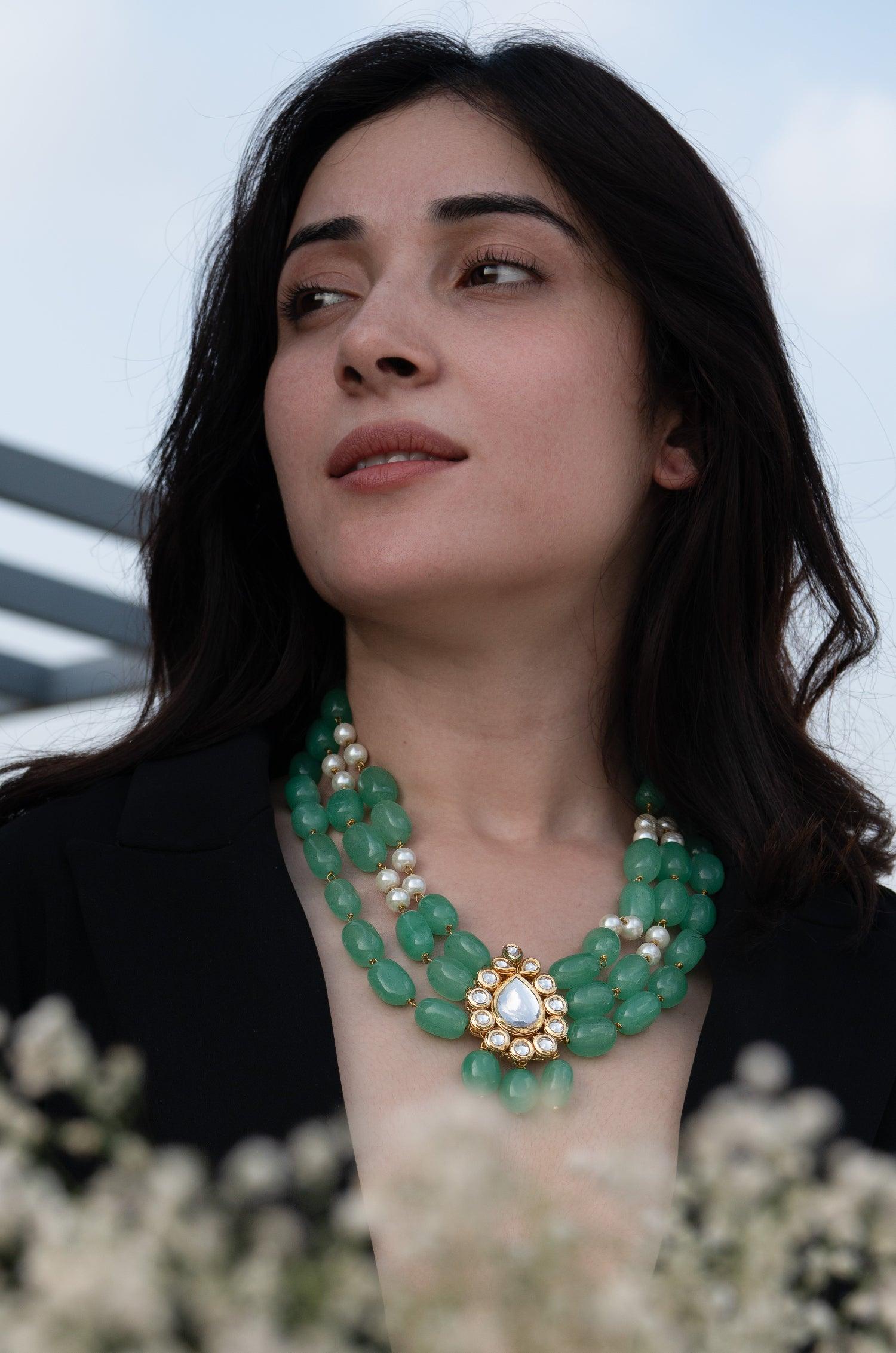 Mint Kundan Elegance Necklace - Dyulokha