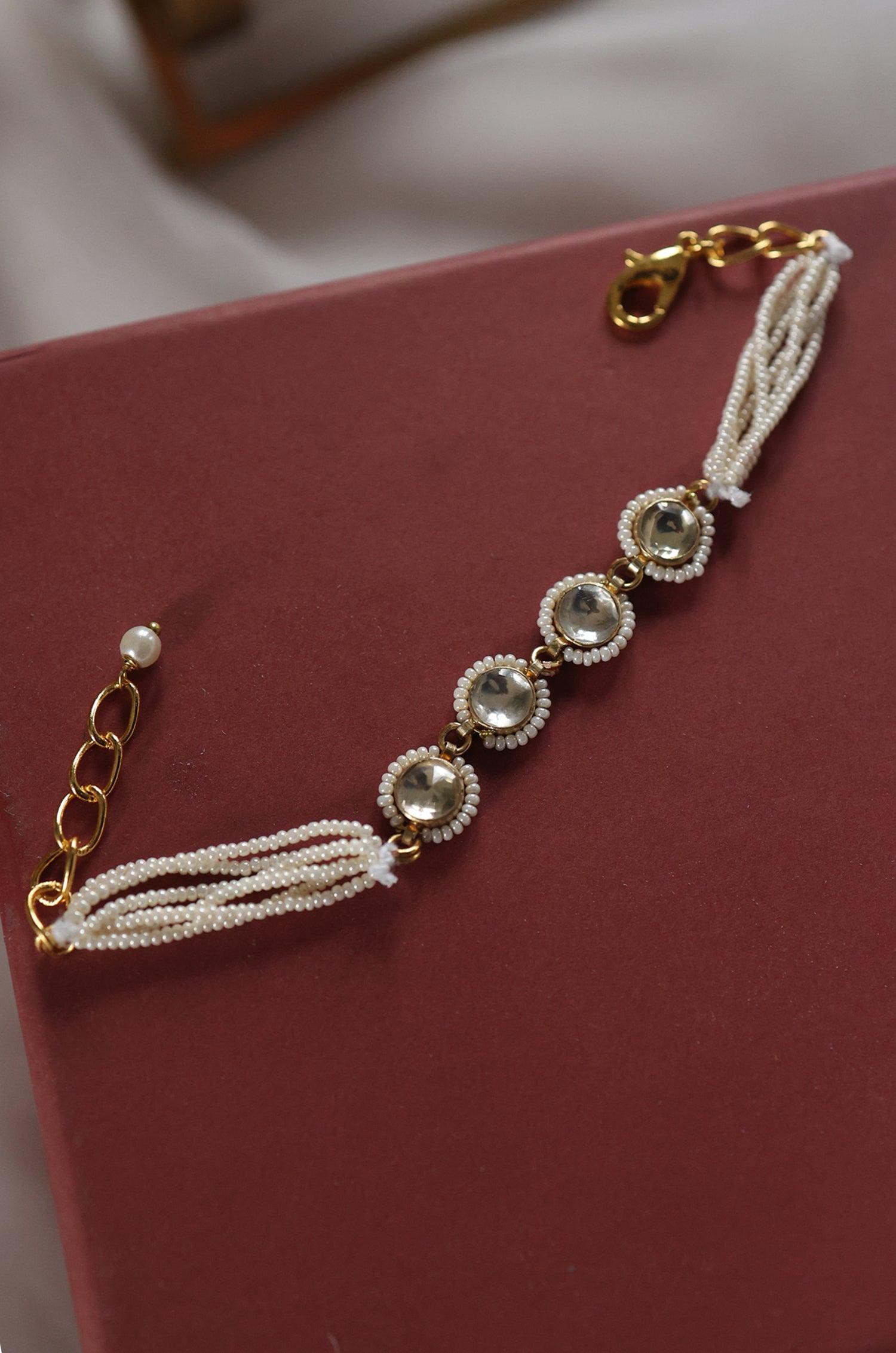 Pearl Kundan Glam Bracelet - Dyulokha