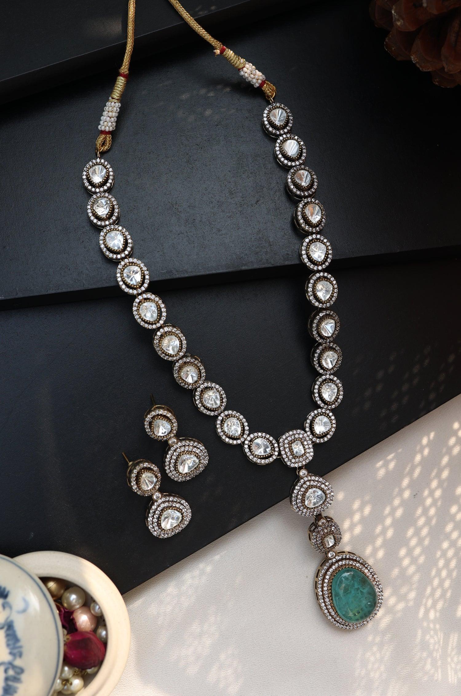 Victorian Elegance Polki Necklace Set - Dyulokha