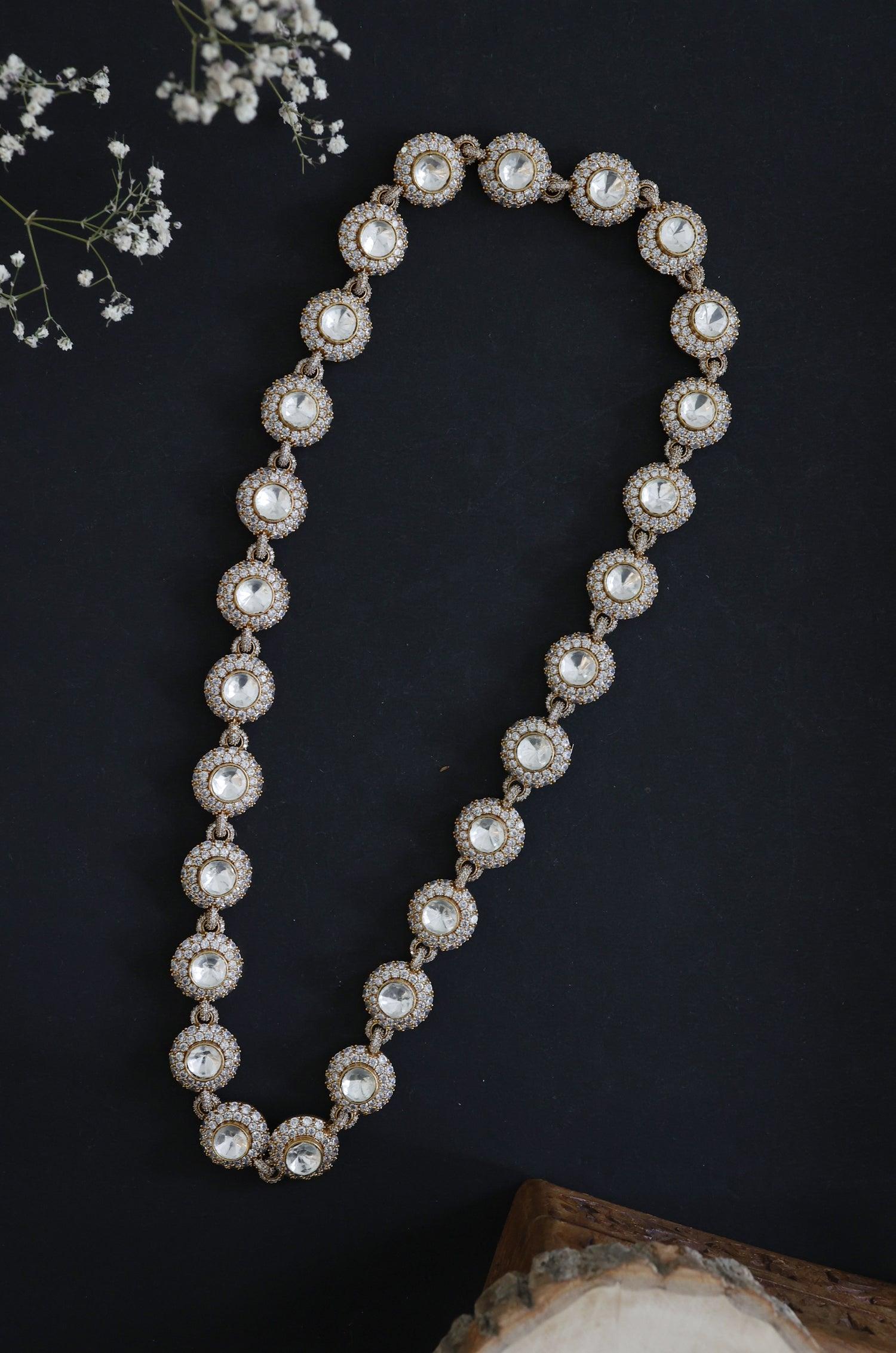 Dazzling Gold Polki Necklace - Dyulokha