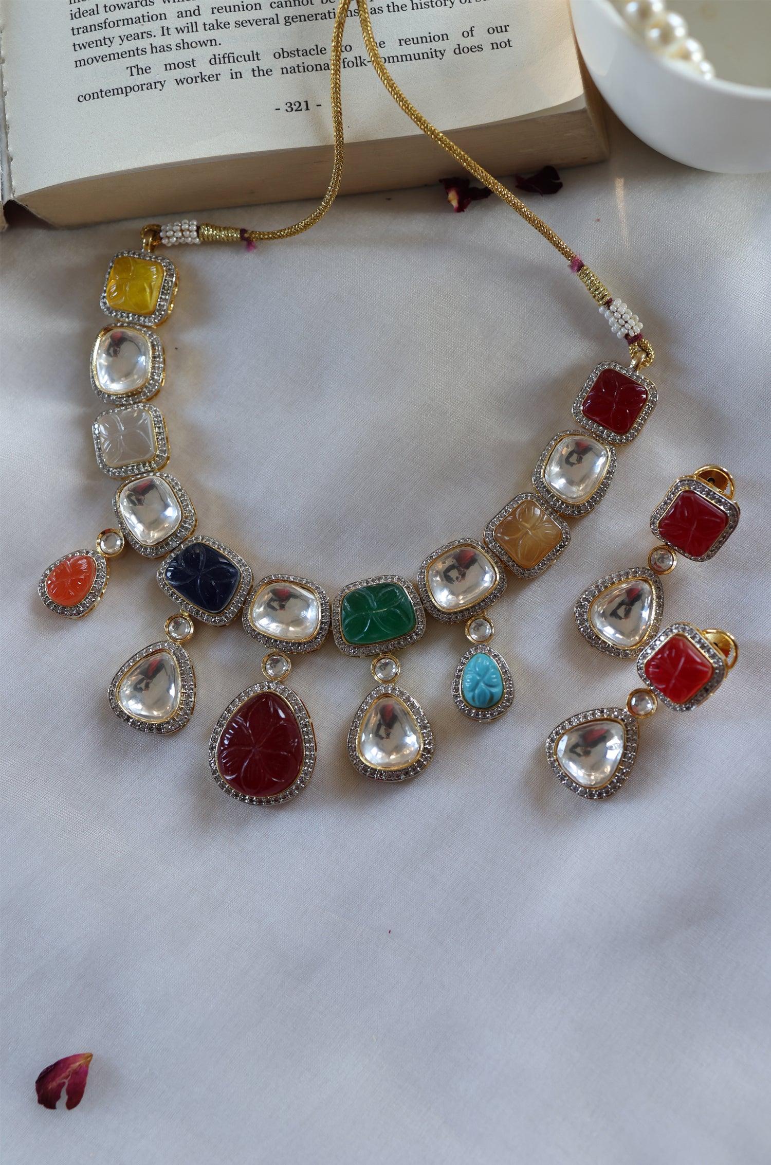 Navratan Splendor Necklace Set - Dyulokha
