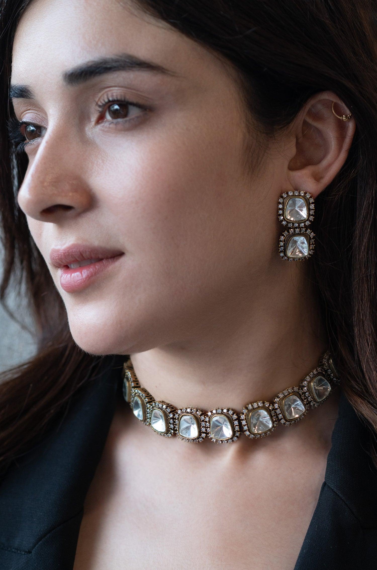 Dazzling Polki Necklace Set - Dyulokha