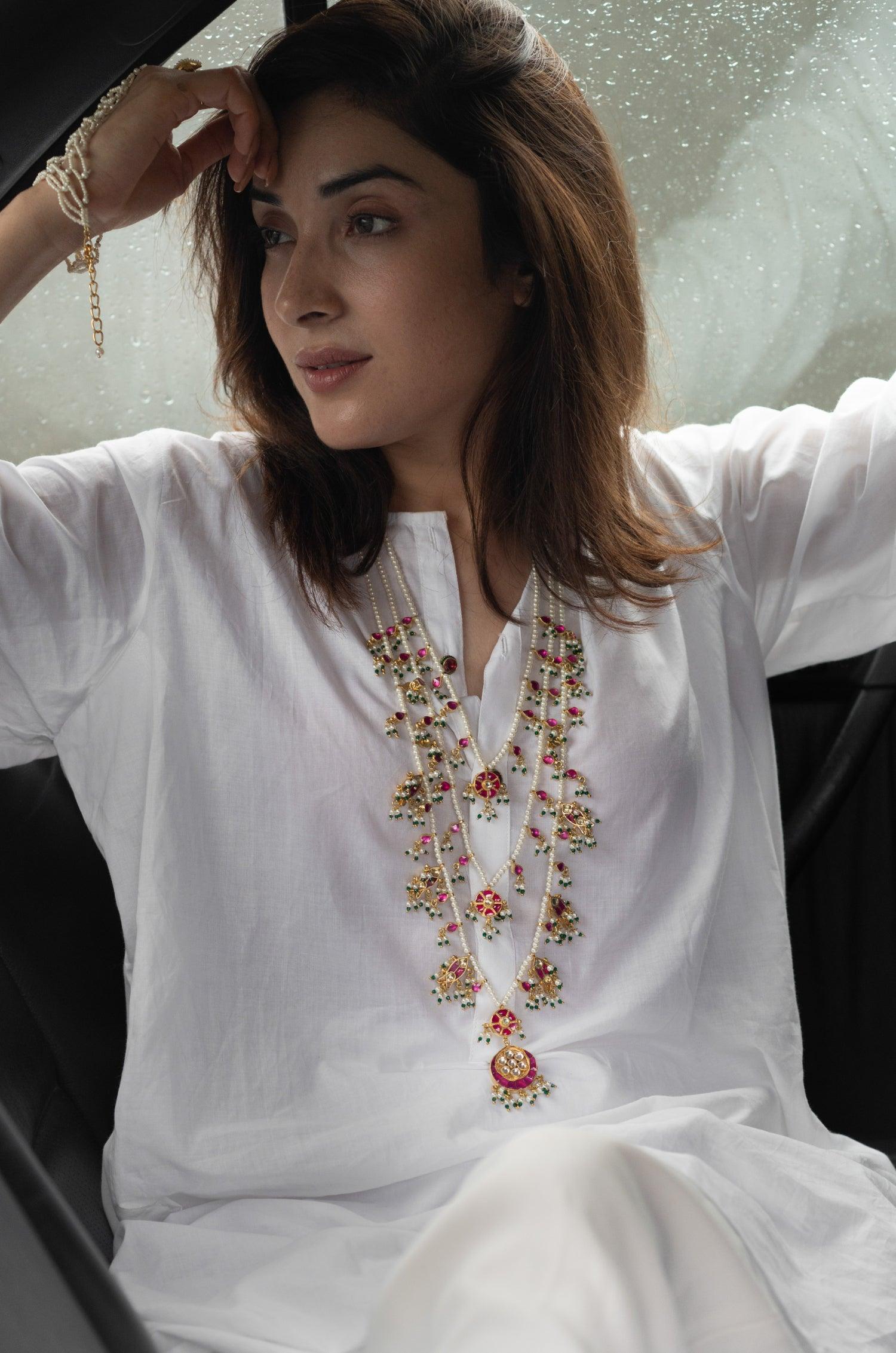 Kundan Multilayer Pearl Necklace - Dyulokha