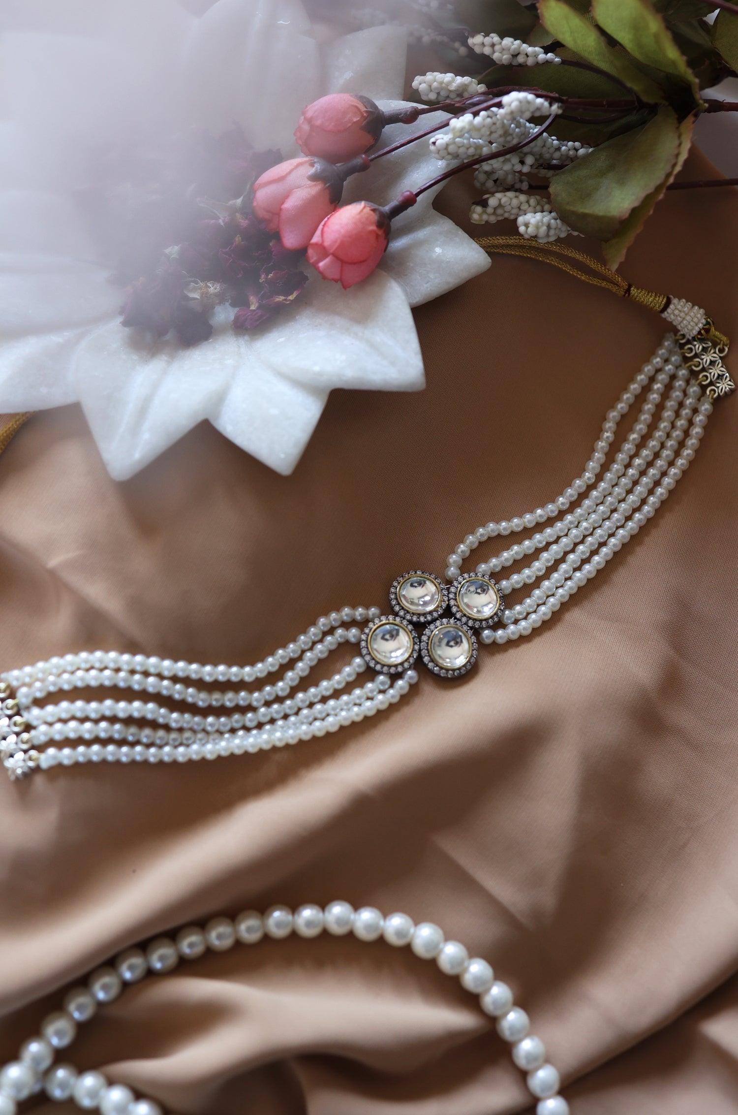 Pearl Adorned Polki Necklace - Dyulokha