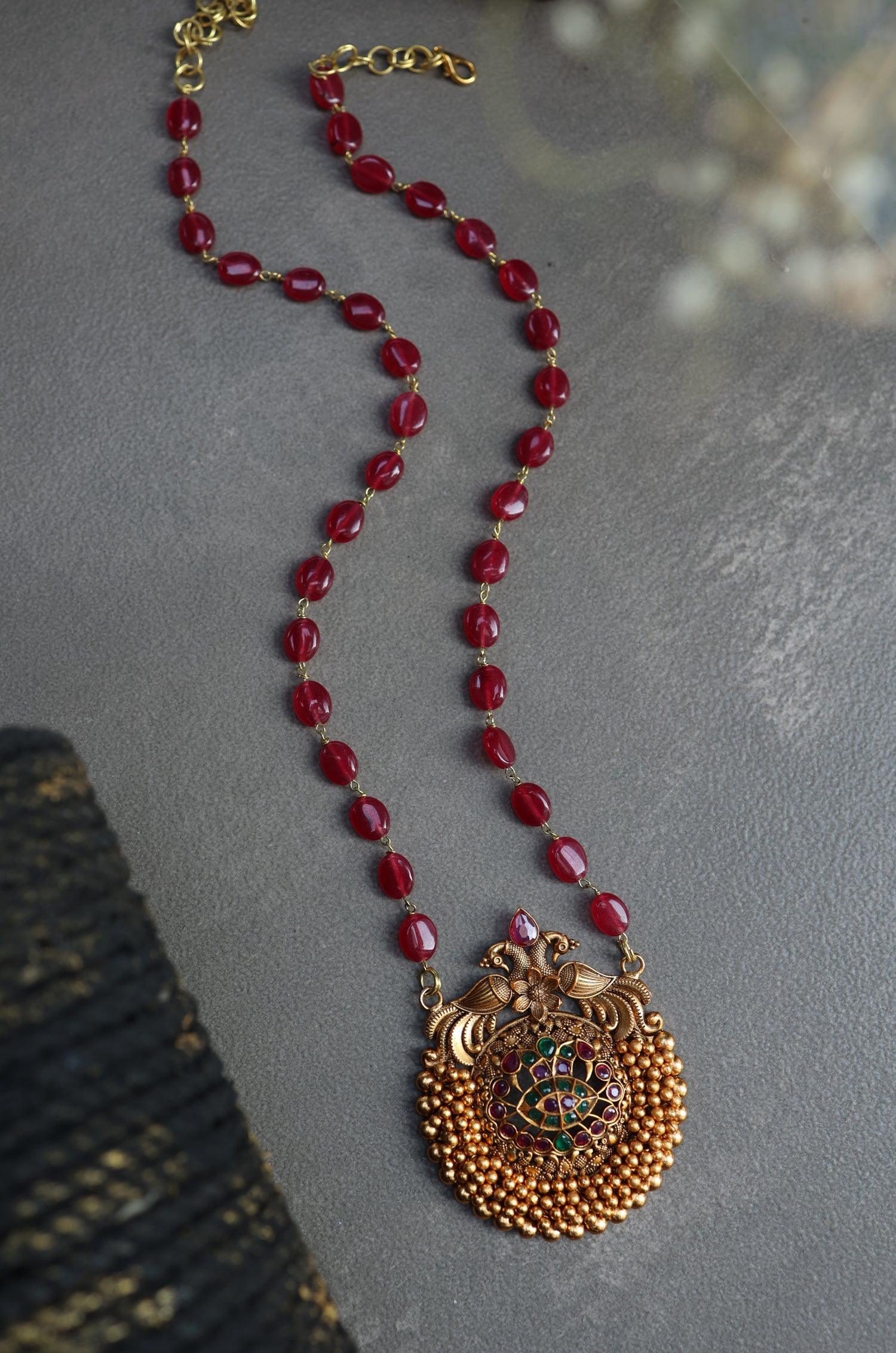 Ruby Temple Pendant Necklace - Dyulokha