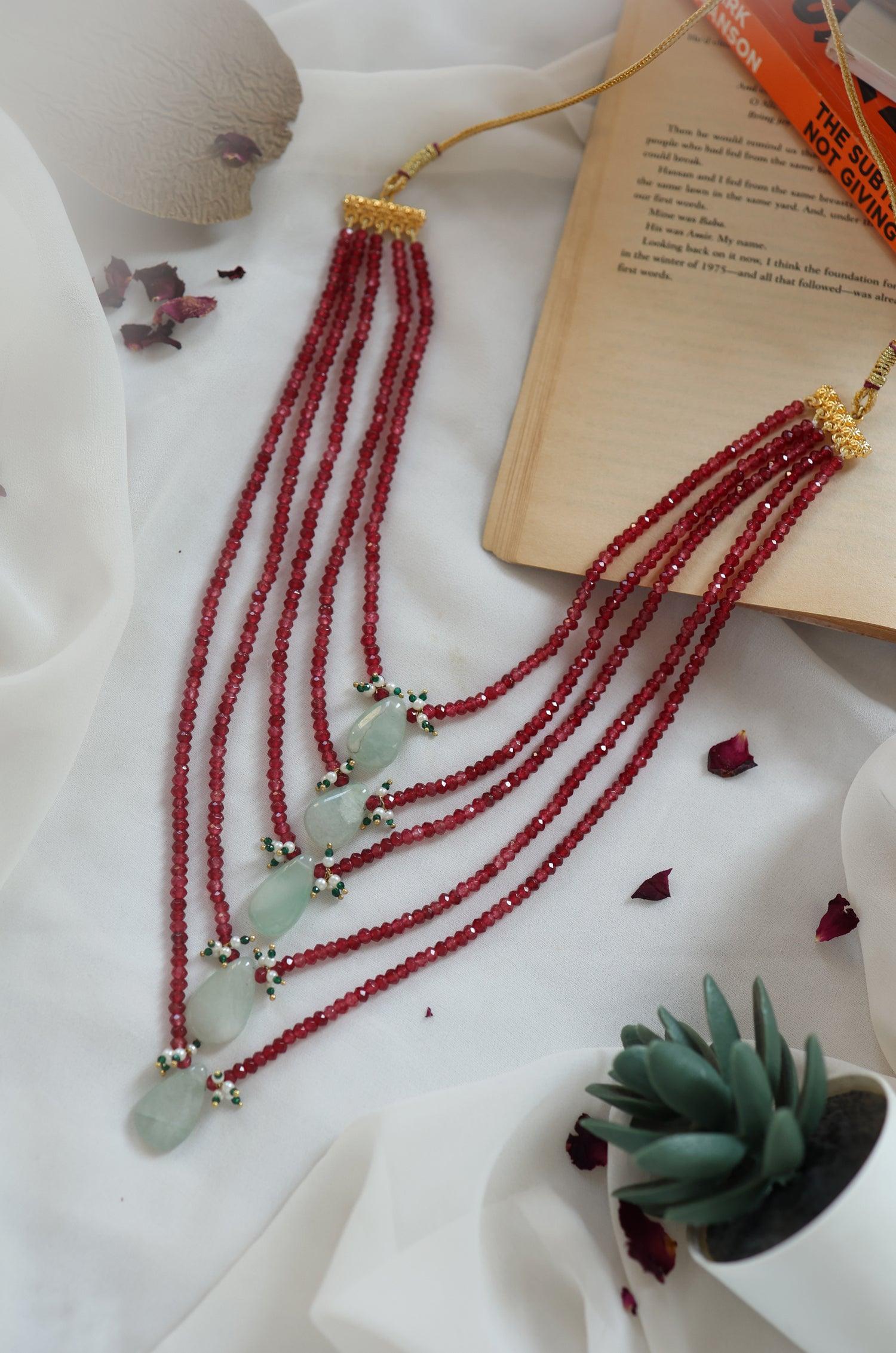 Crimson Onyx Cascade Necklace - Dyulokha