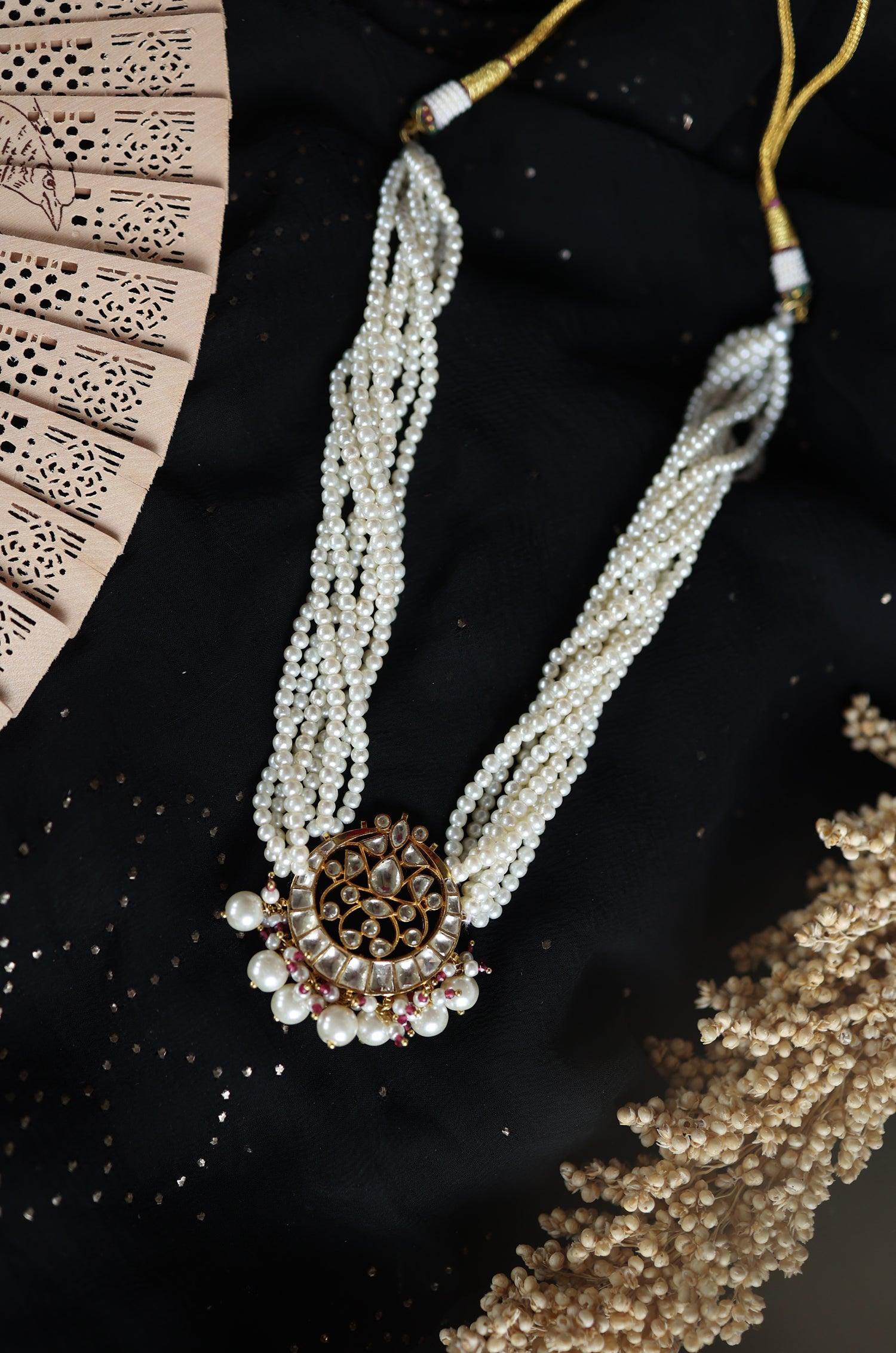 Pearl Kundan Elegance Necklace - Dyulokha
