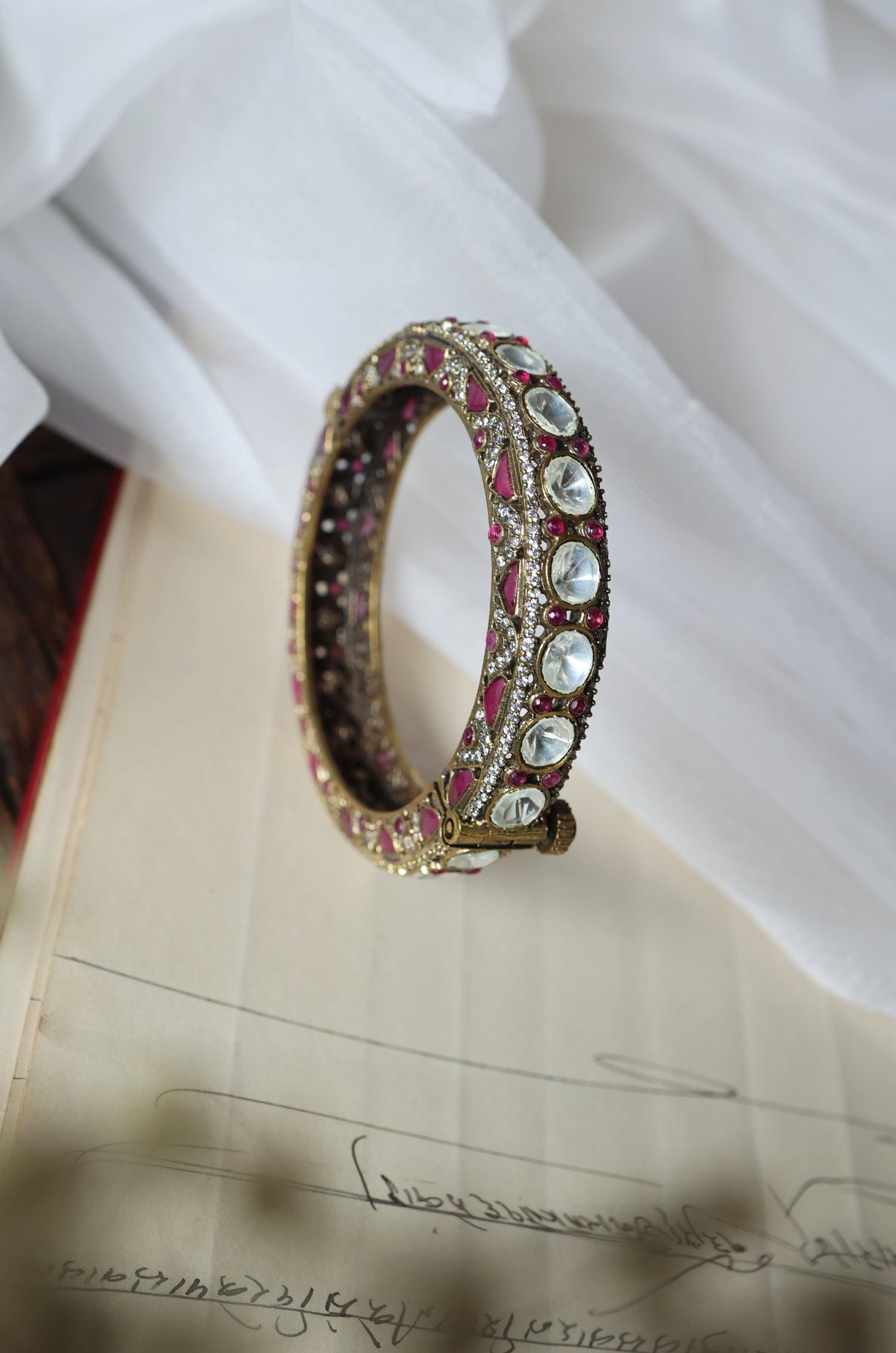 Ruby Polki Victorian Bangle - Dyulokha