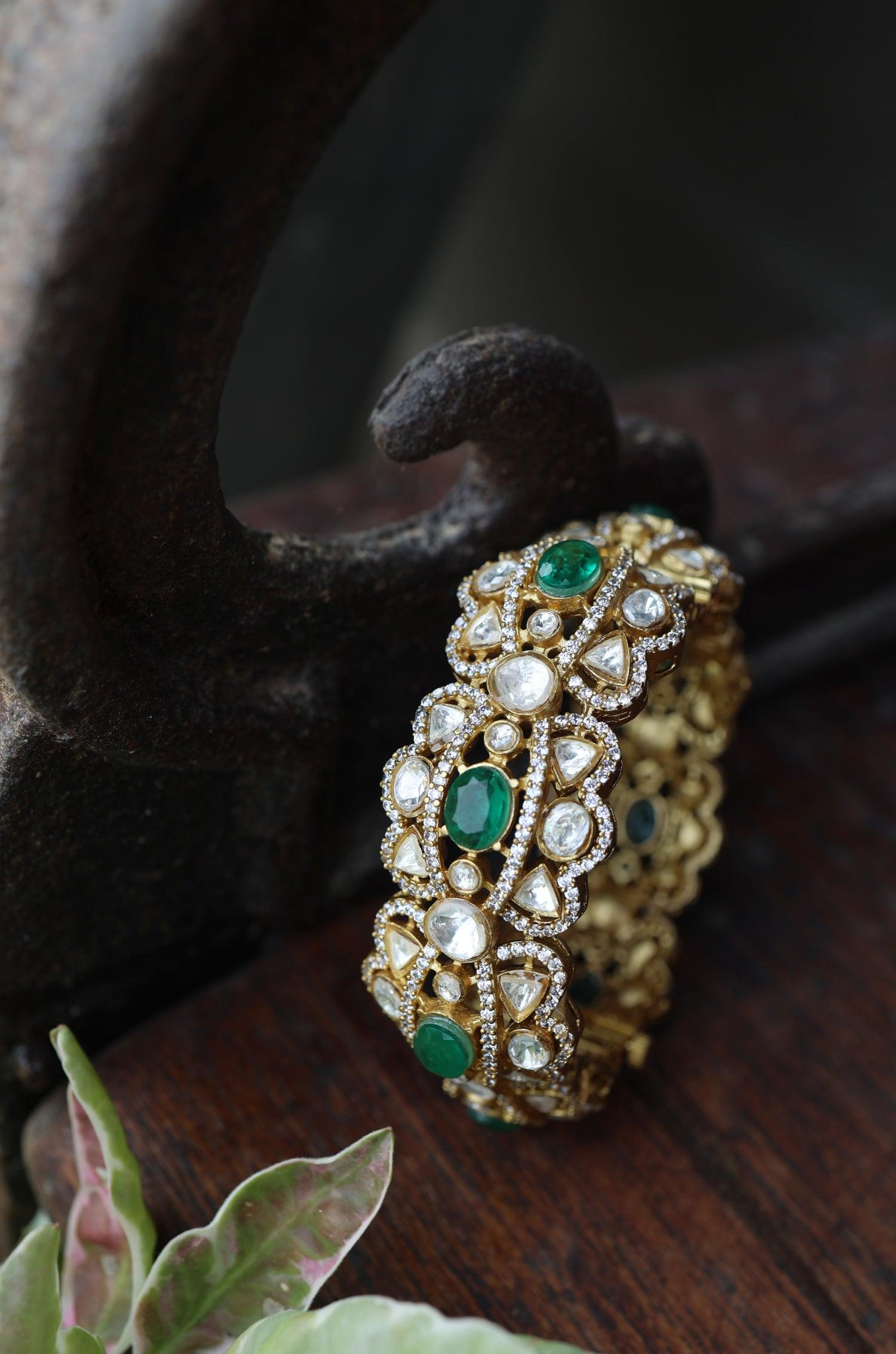 Mint Polki Splendor Bangle - Dyulokha