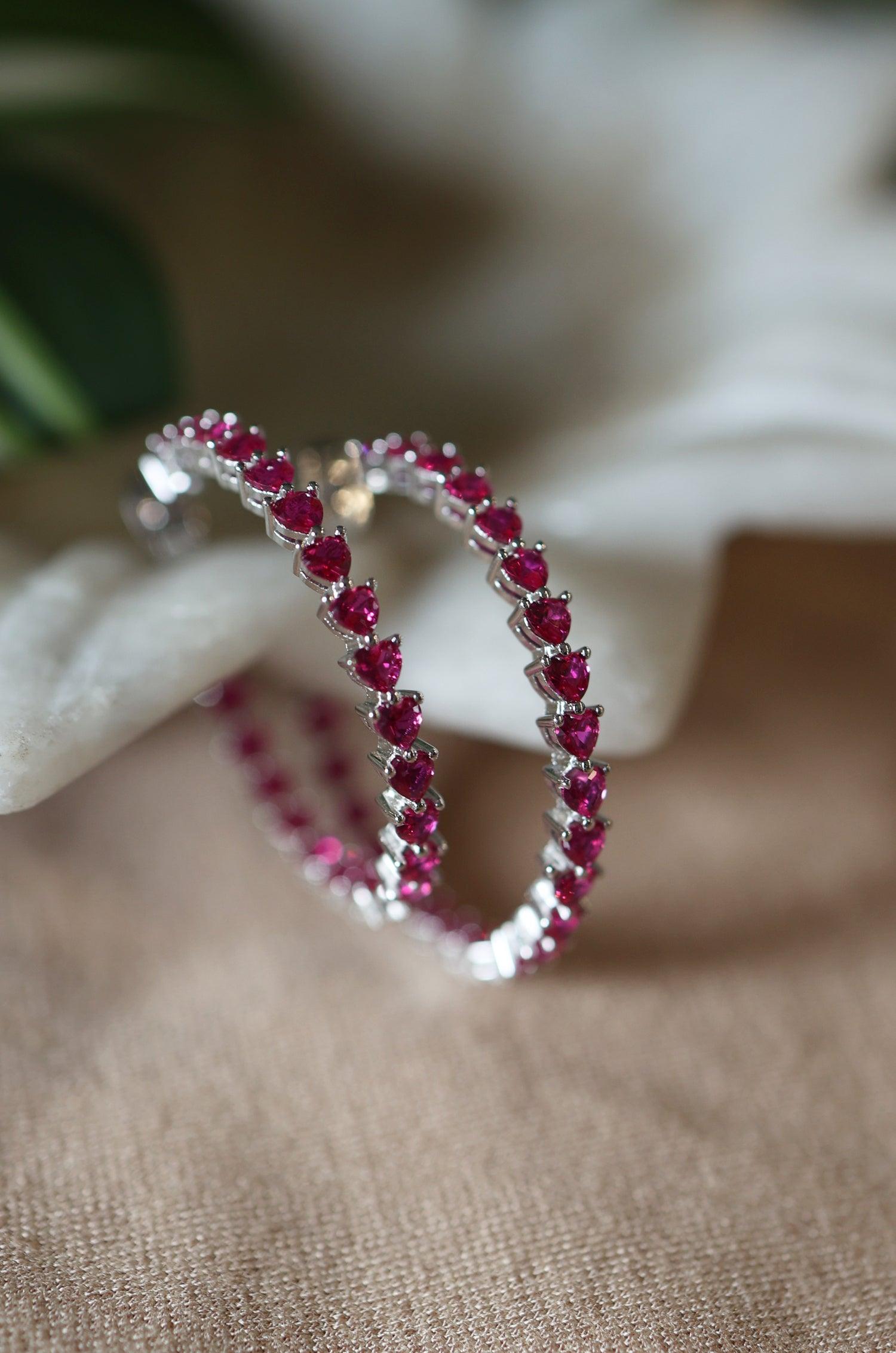 Rosy Heart Hoop Earrings - Dyulokha