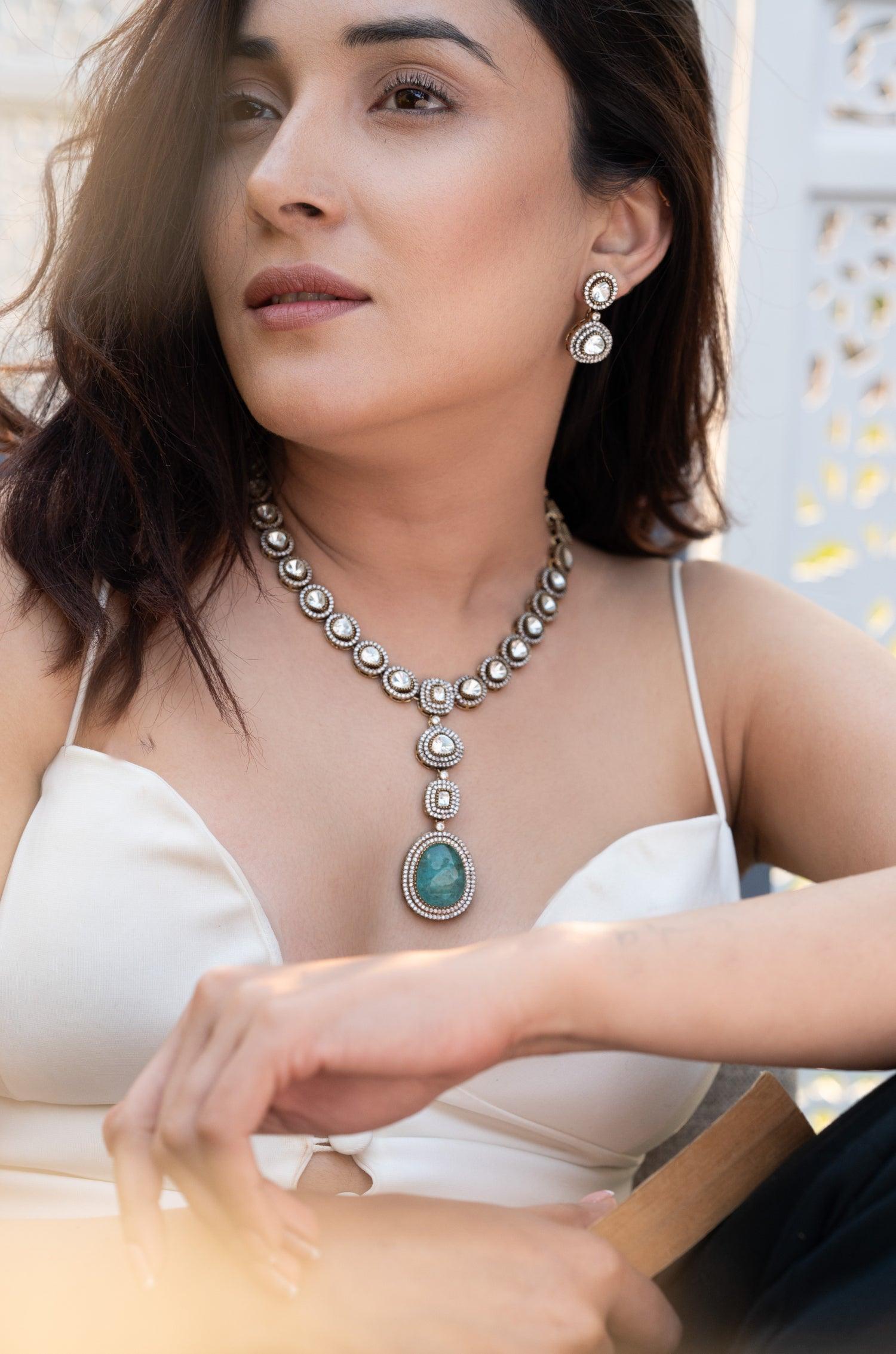 Victorian Elegance Polki Necklace Set - Dyulokha
