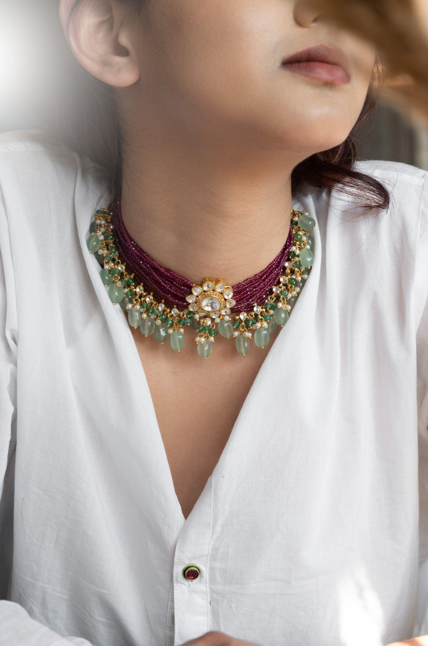 Pretty in Pink Polki Necklace - Dyulokha
