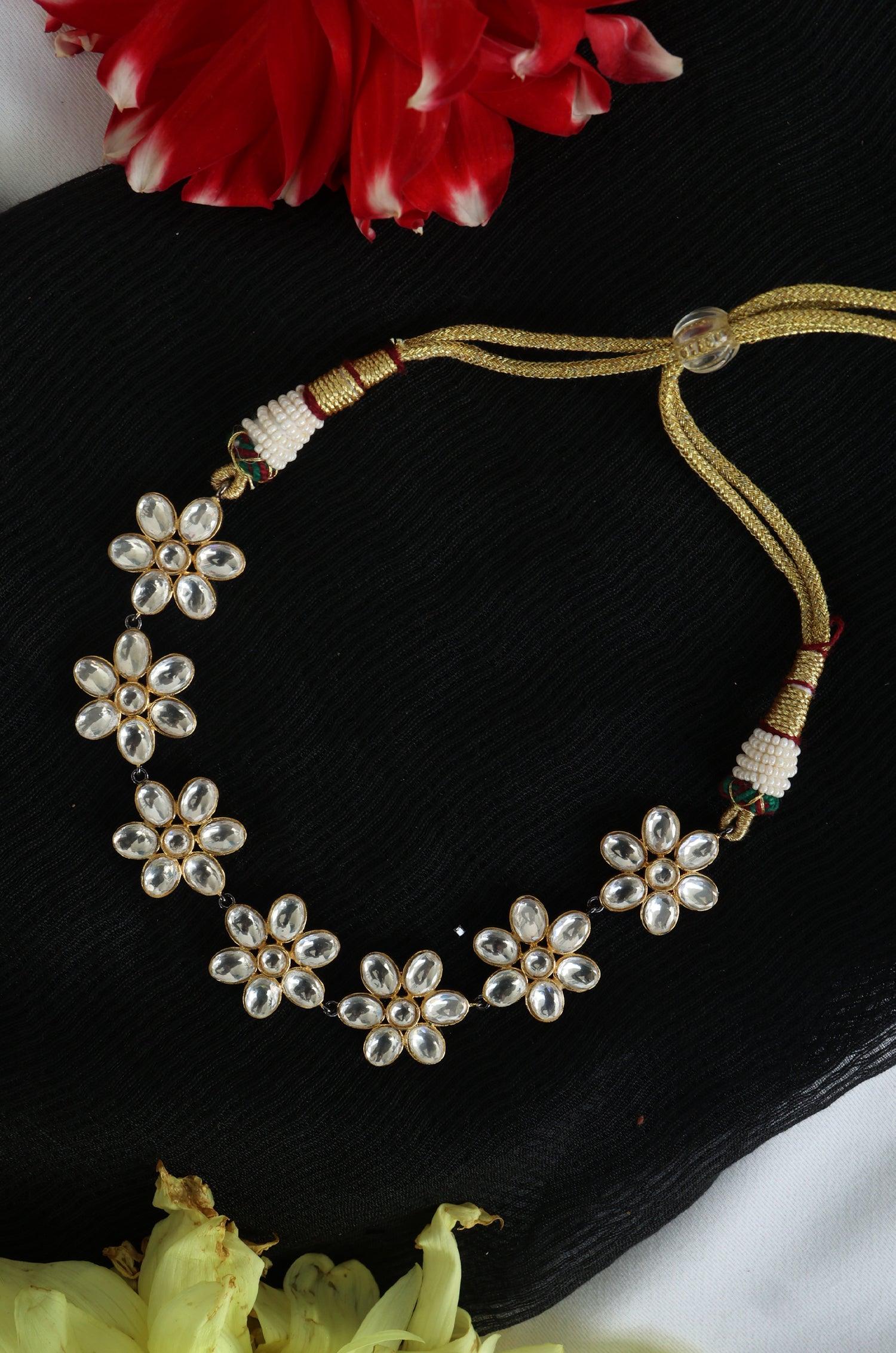 Blooming Polki Choker Necklace - Dyulokha
