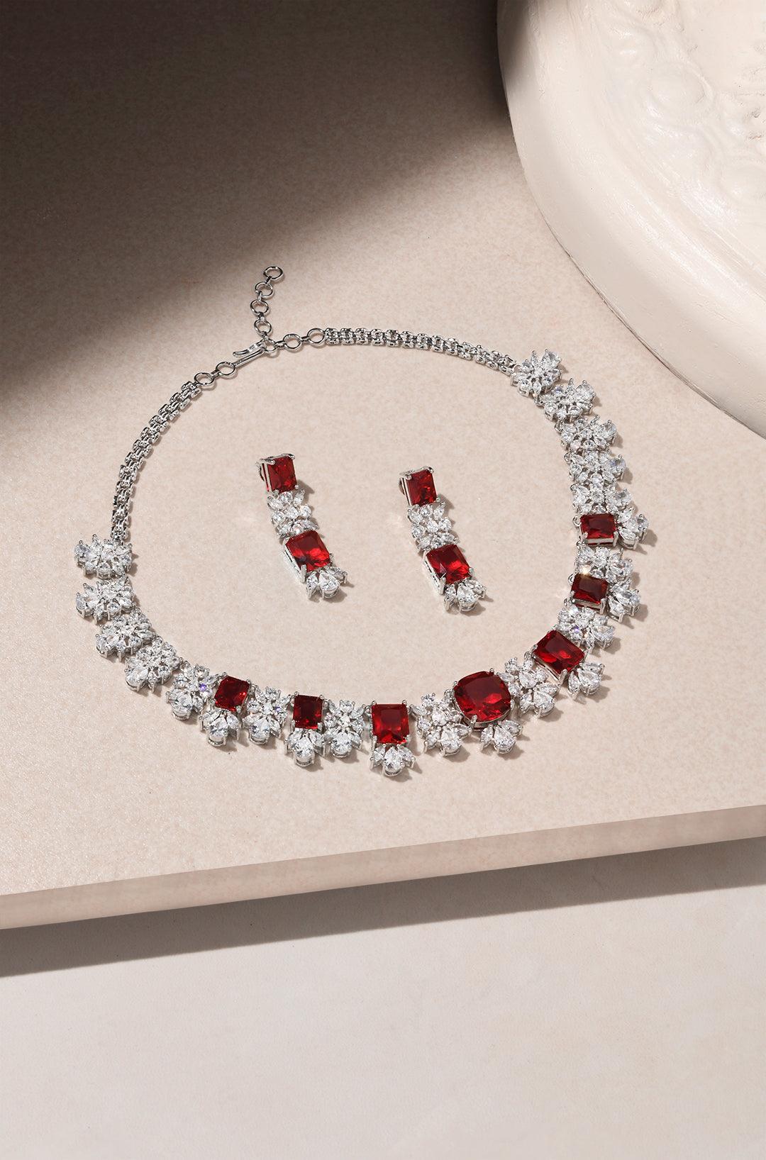 Ruby Elegance Diamond Necklace Set - Dyulokha